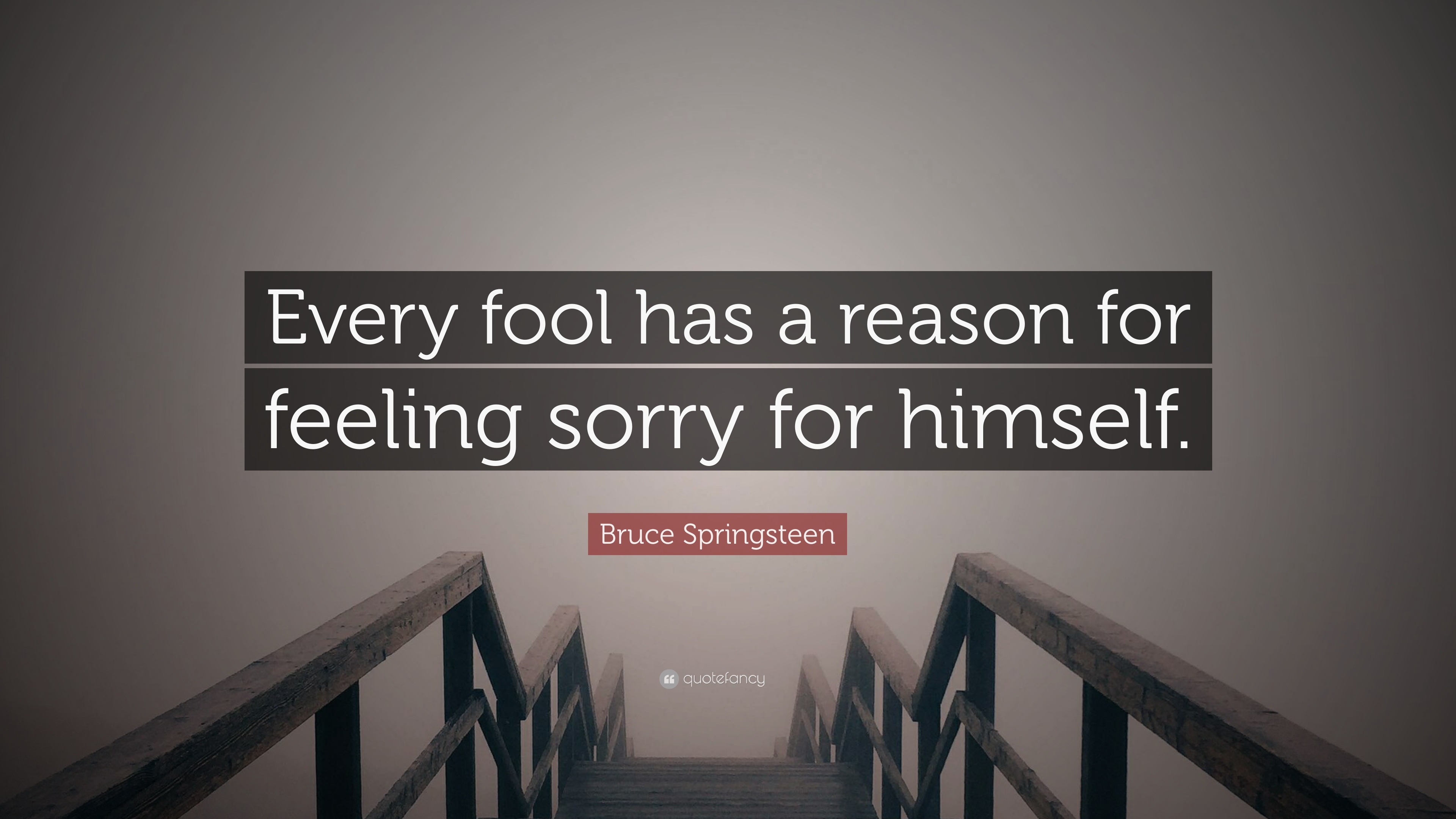 Bruce Springsteen Quote Every Fool Has A Reason For Feeling Sorry For