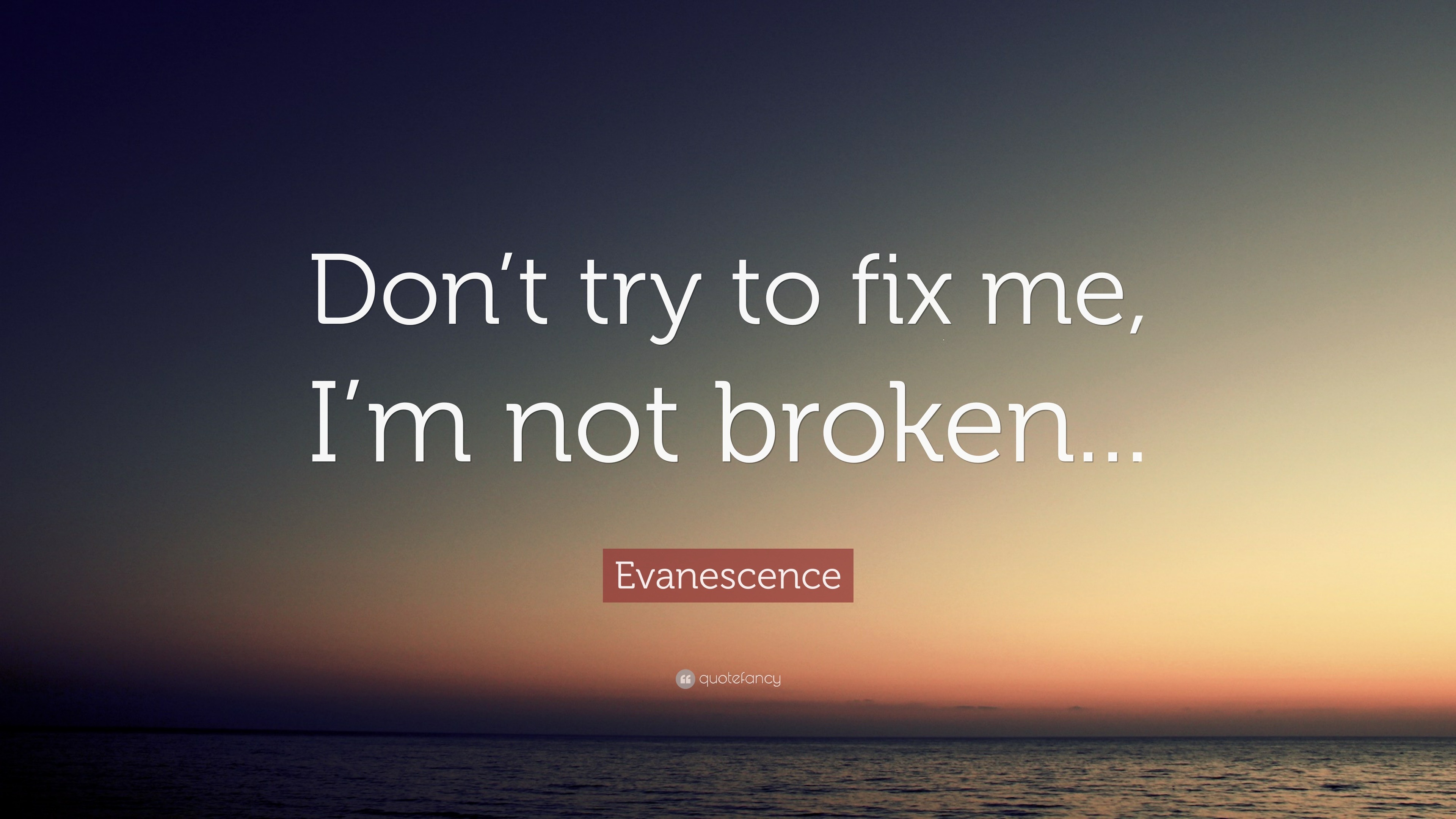 Evanescence Quote: “Don't try to fix me, I'm not broken...”
