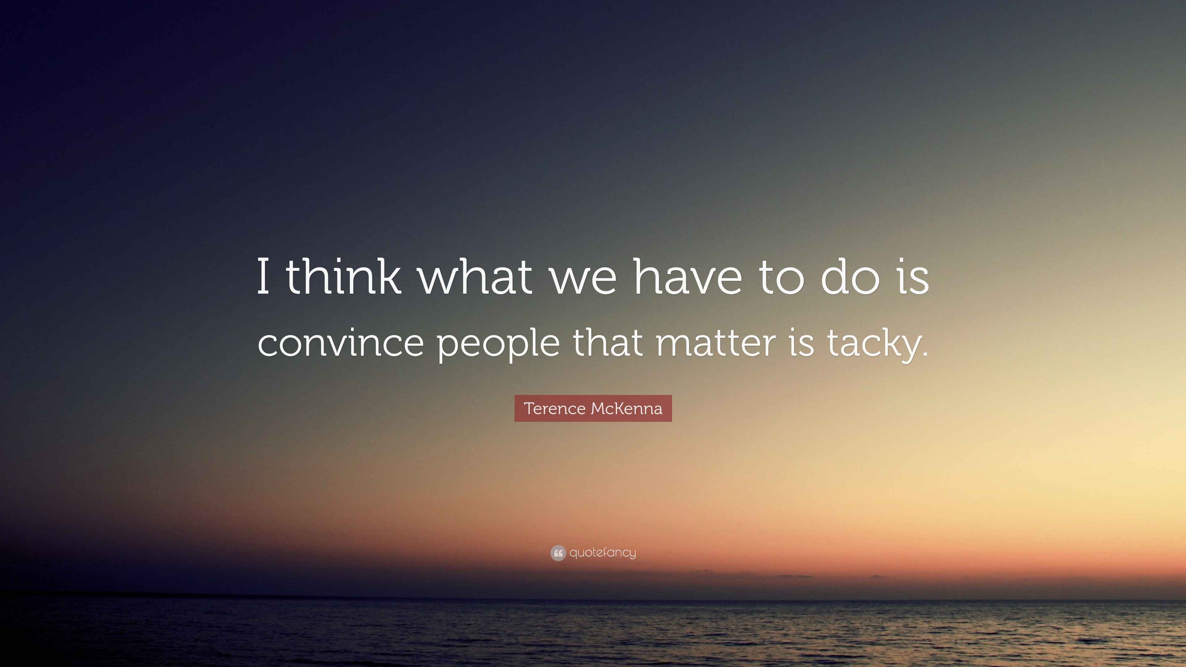 Terence McKenna Quote “I think what we have to do is convince people