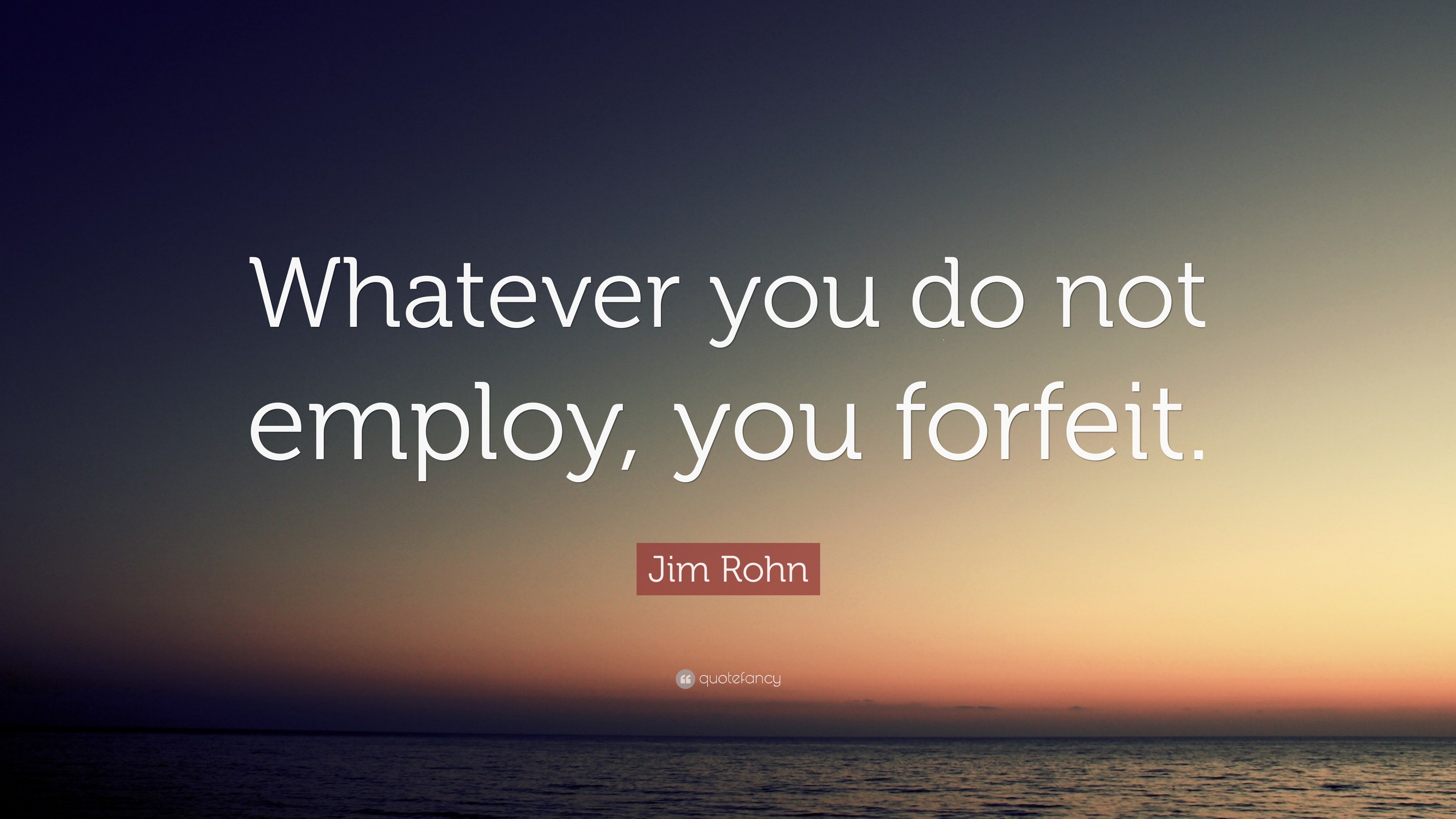 Jim Rohn Quote “Whatever you do not employ you forfeit ”