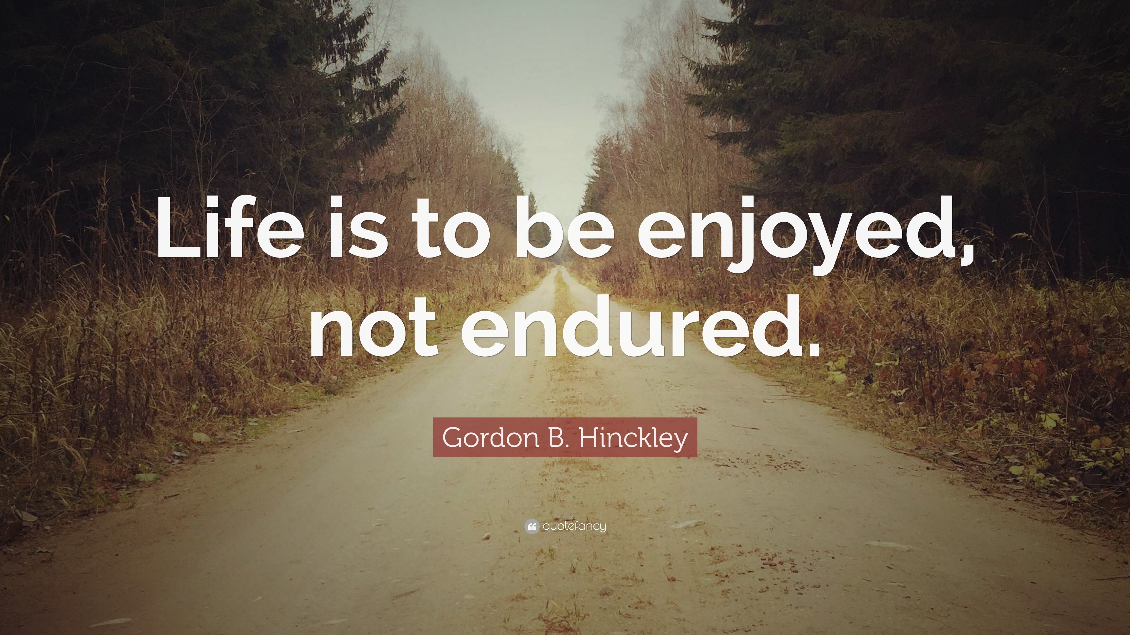 Gordon B. Hinckley Quote: “Life Is To Be Enjoyed, Not Endured.”