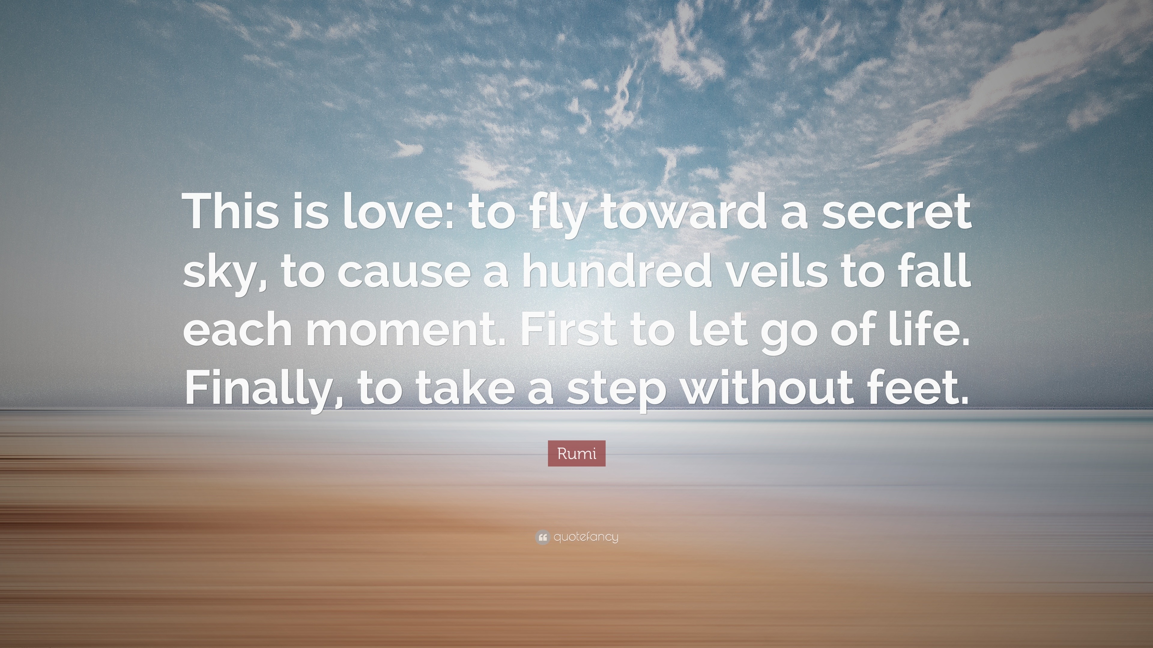 Rumi Quote “This is love to fly toward a secret sky, to cause a