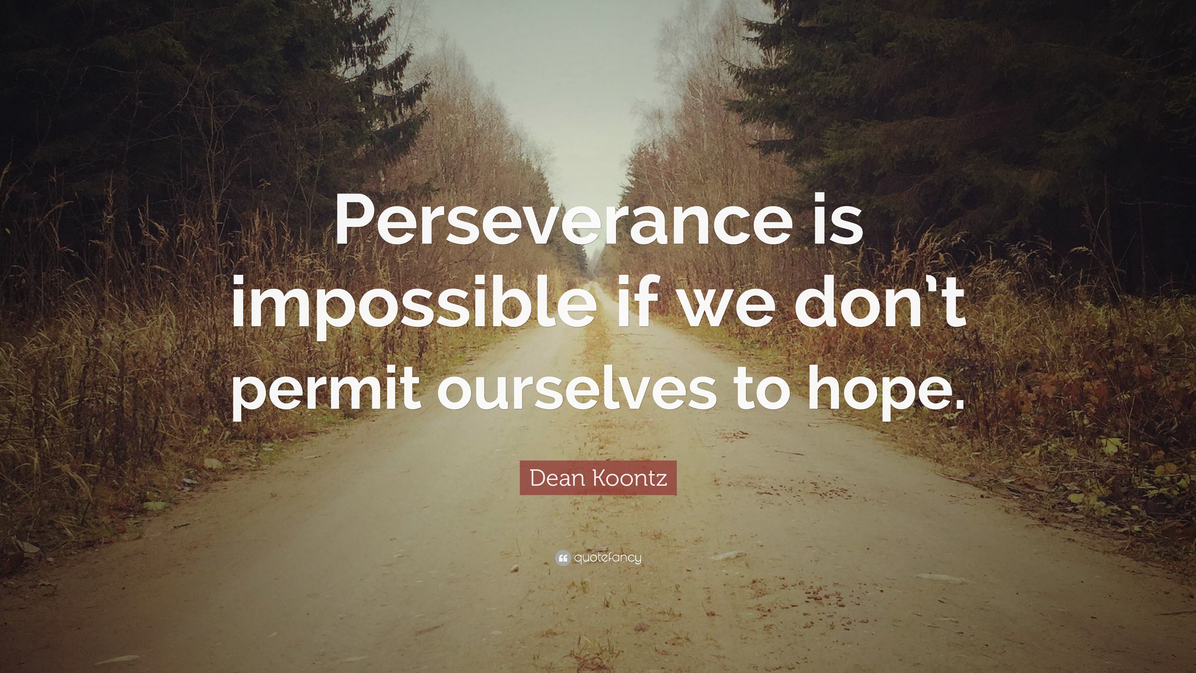 Dean Koontz Quote: “Perseverance is impossible if we don’t permit ...