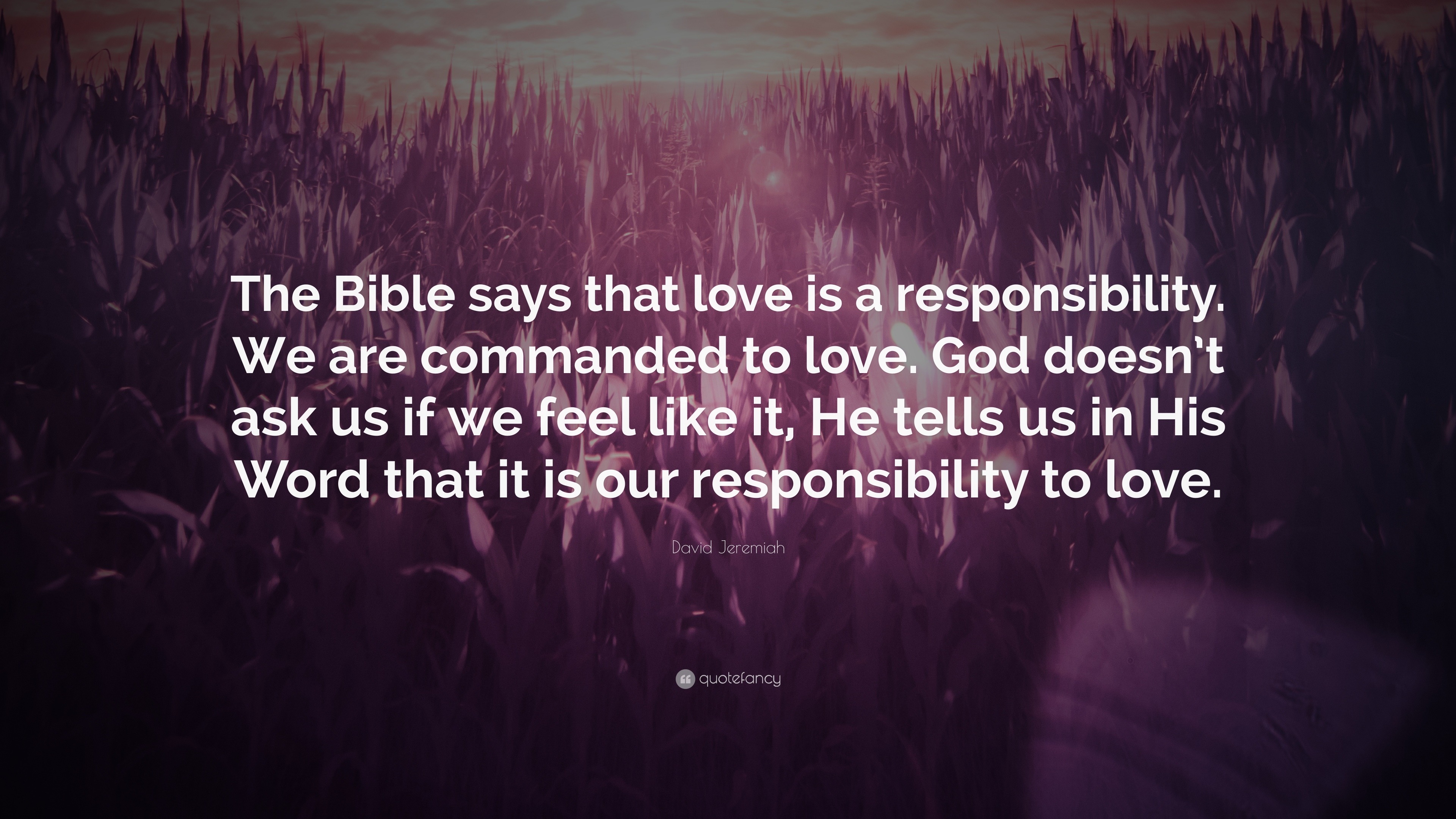 David Jeremiah Quote “the Bible Says That Love Is A Responsibility We