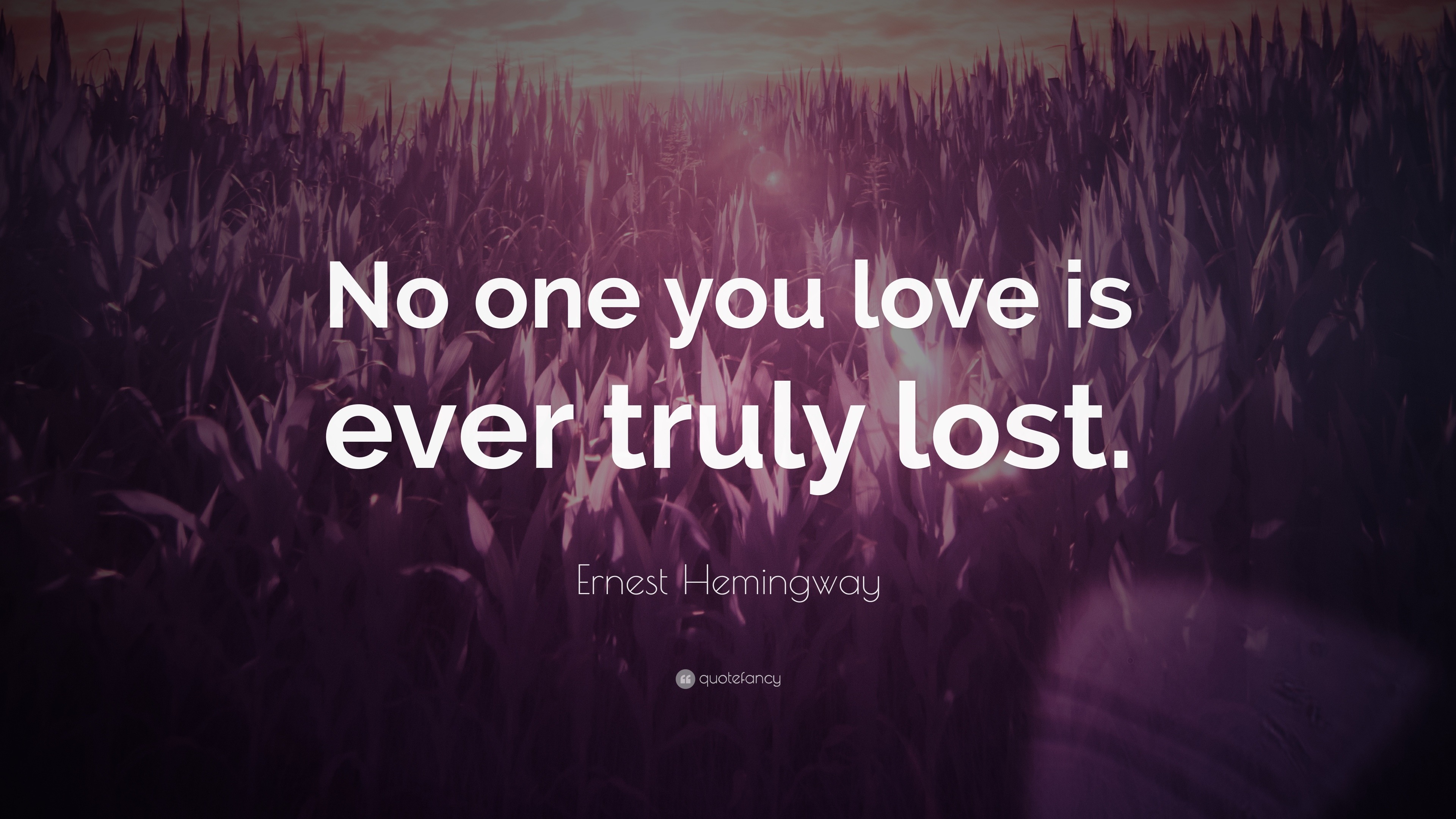 Ernest Hemingway Quote: “No one you love is ever truly lost.”