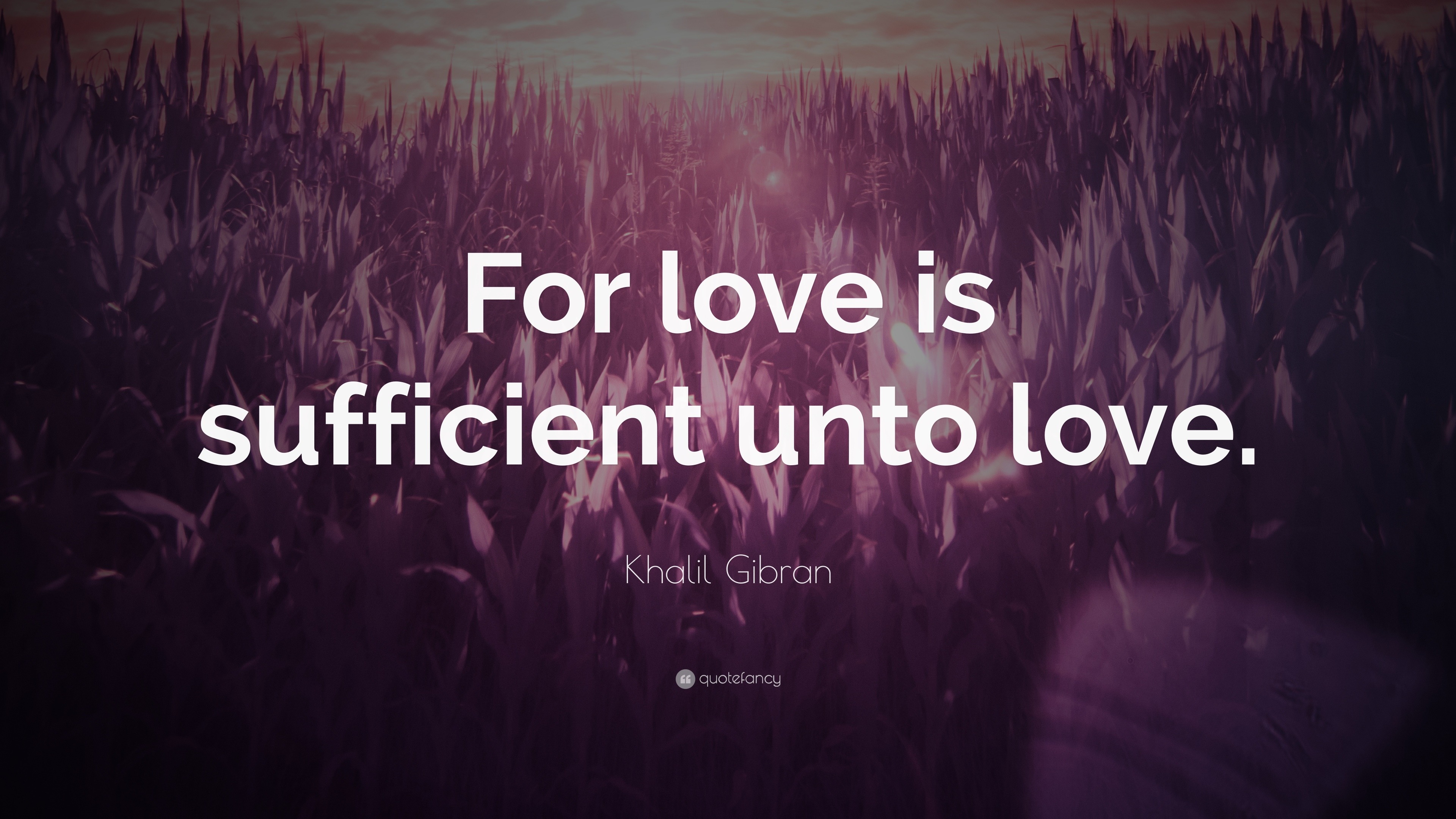 Khalil Gibran Quote: “For love is sufficient unto love.”