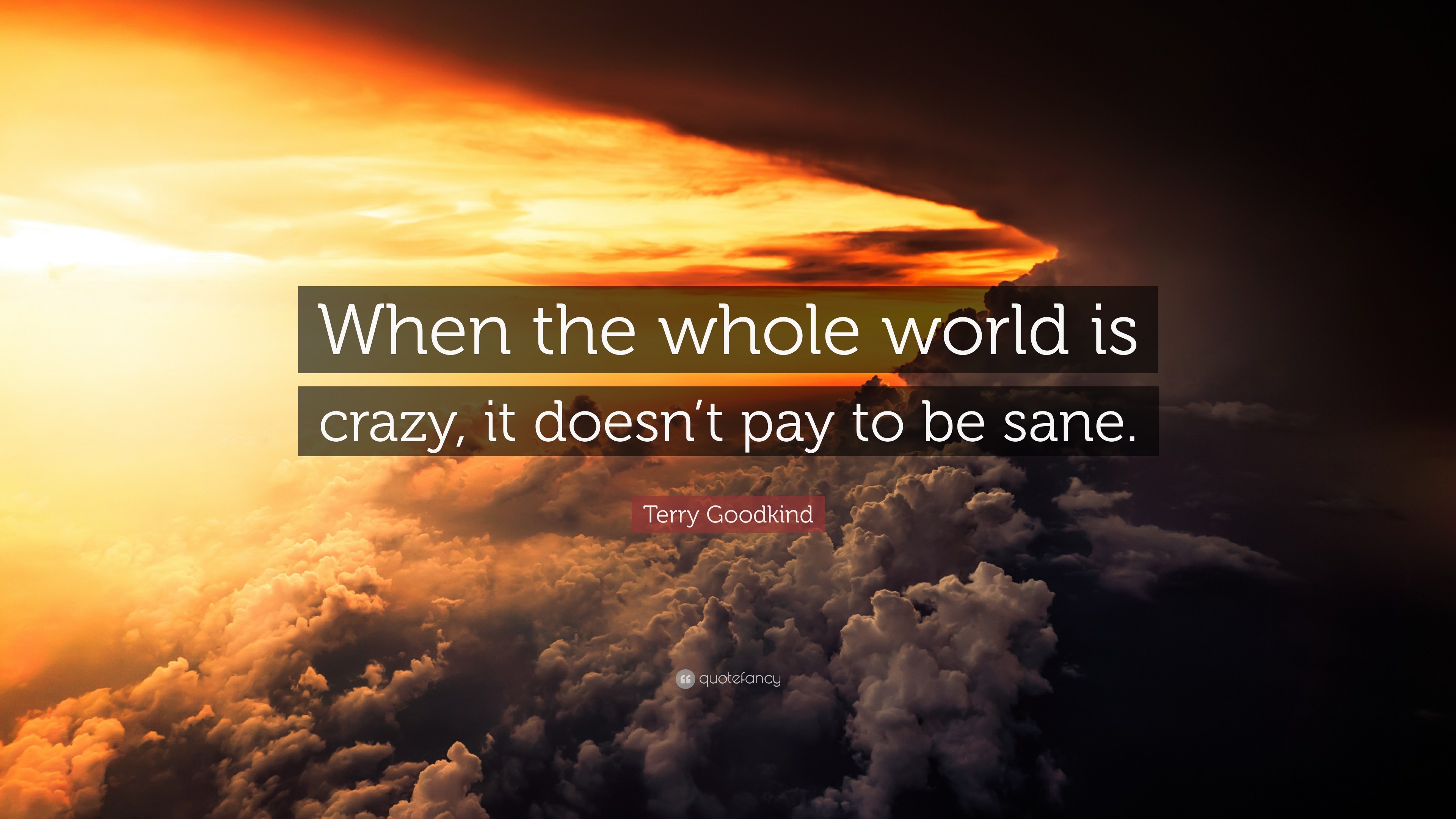 Terry Goodkind Quote: “When The Whole World Is Crazy, It Doesn’t Pay To ...