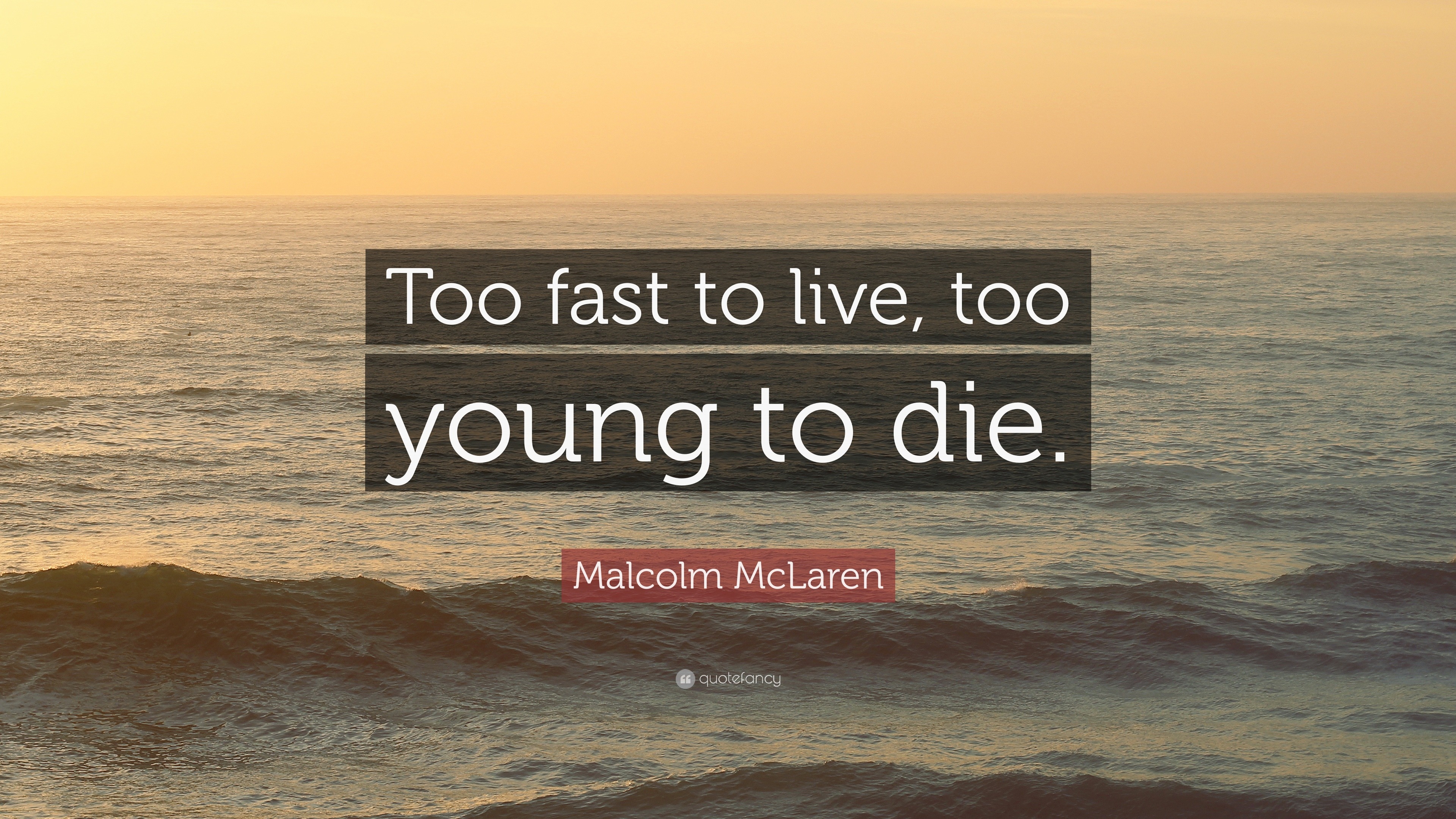 Malcolm McLaren Quote: “Too fast to live, too young to die.”
