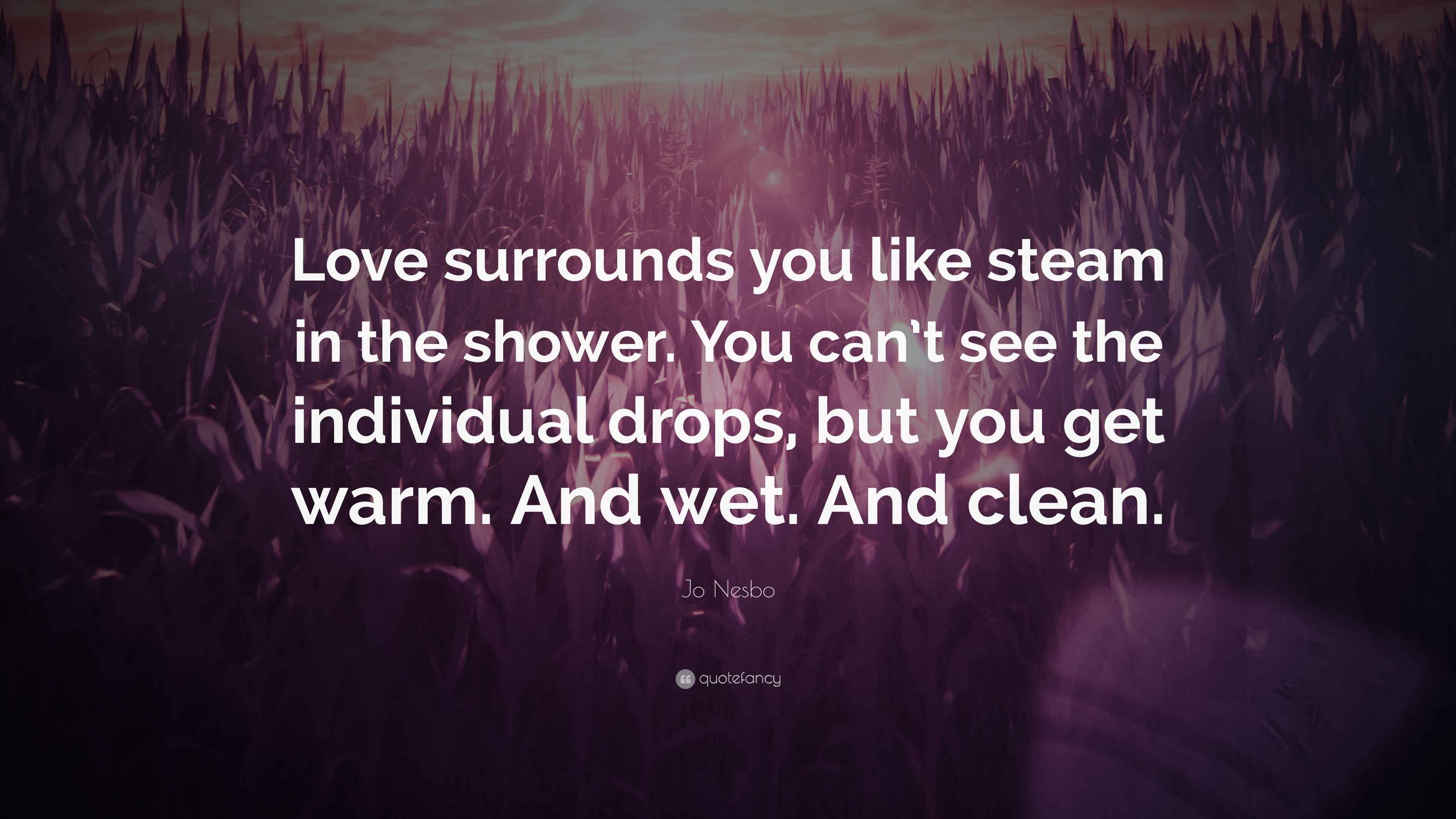 Jo Nesbo Quote: “Love surrounds you like steam in the shower. You can’t ...