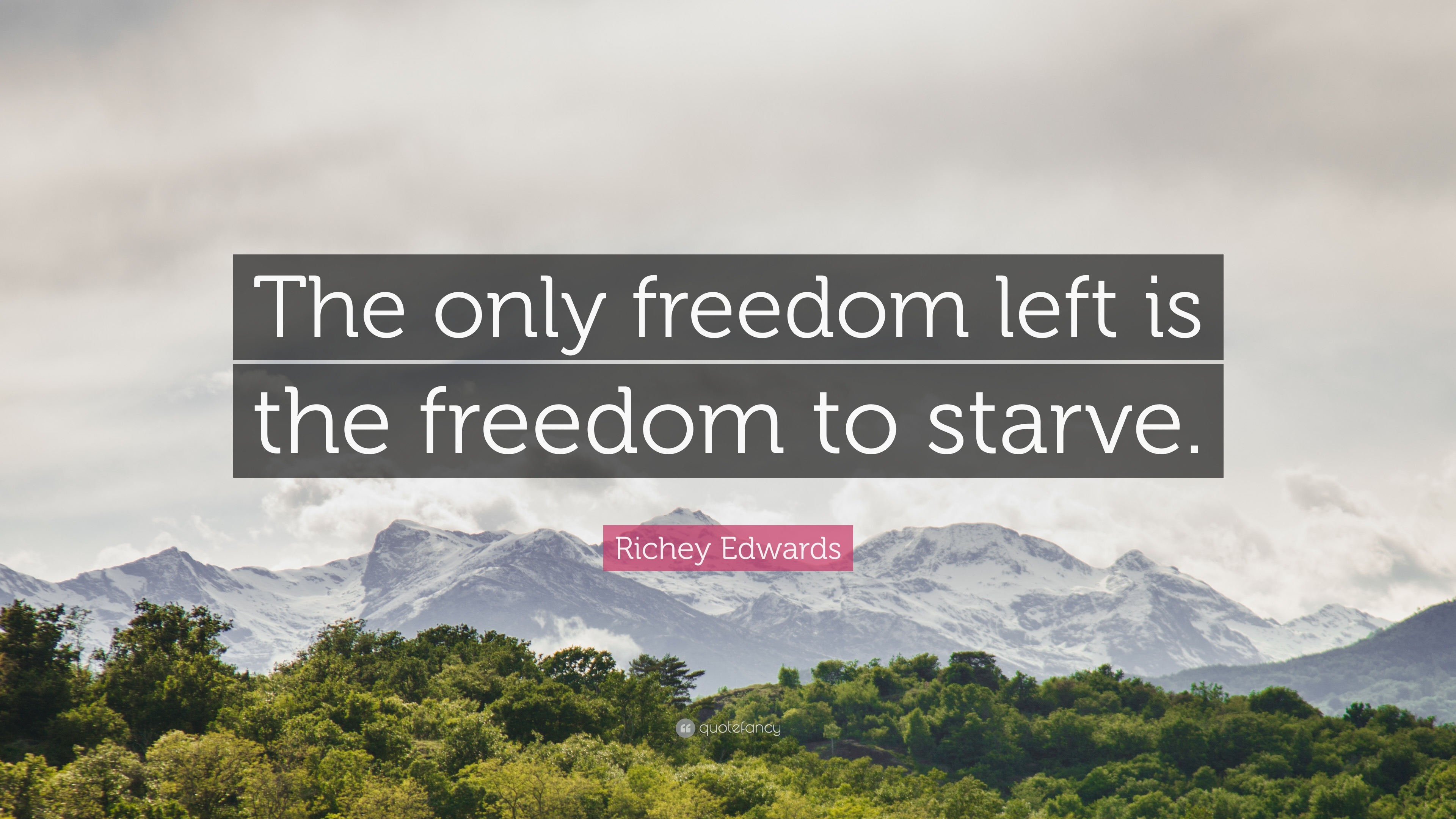 Richey Edwards Quote: “The only freedom left is the freedom to starve.”