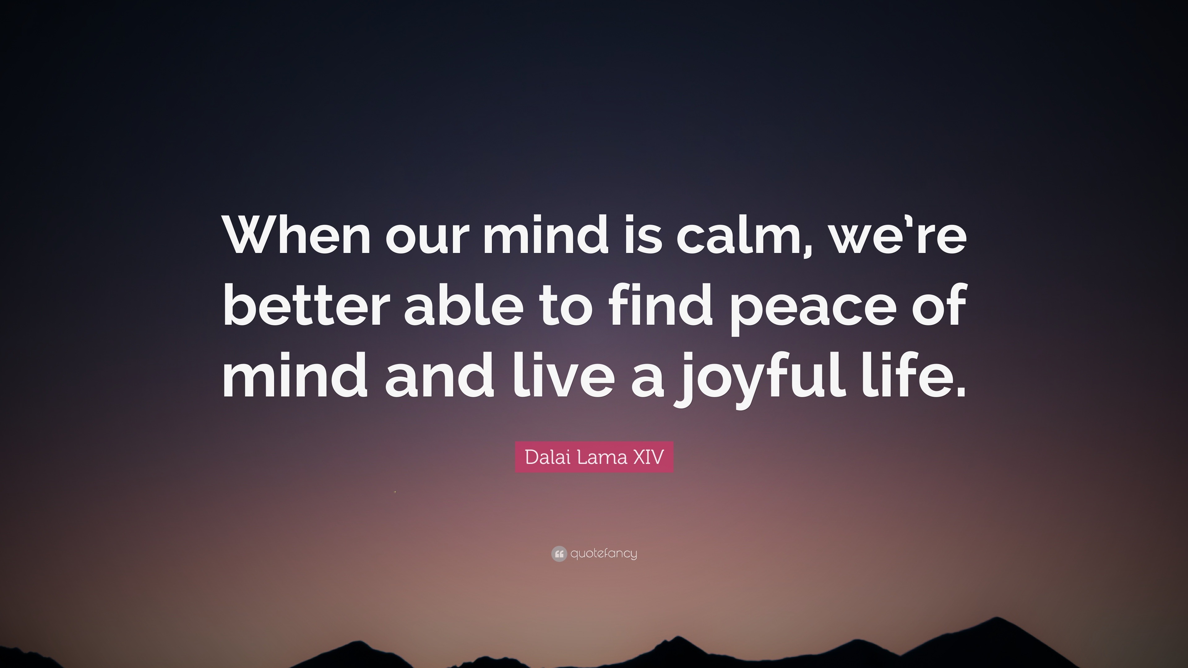 Dalai Lama XIV Quote “When our mind is calm, we’re better able to find