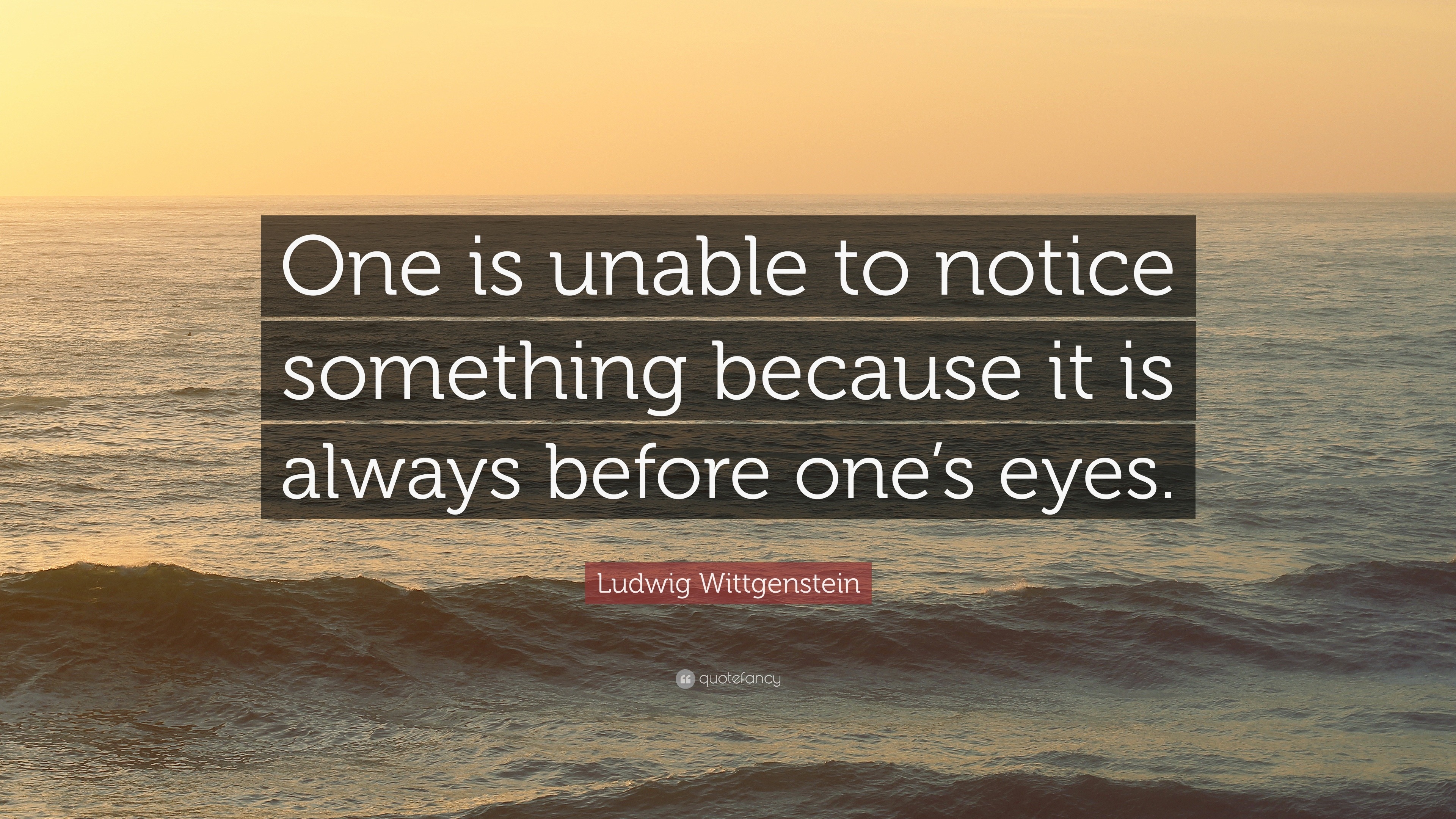 Ludwig Wittgenstein Quote: “One is unable to notice something because ...