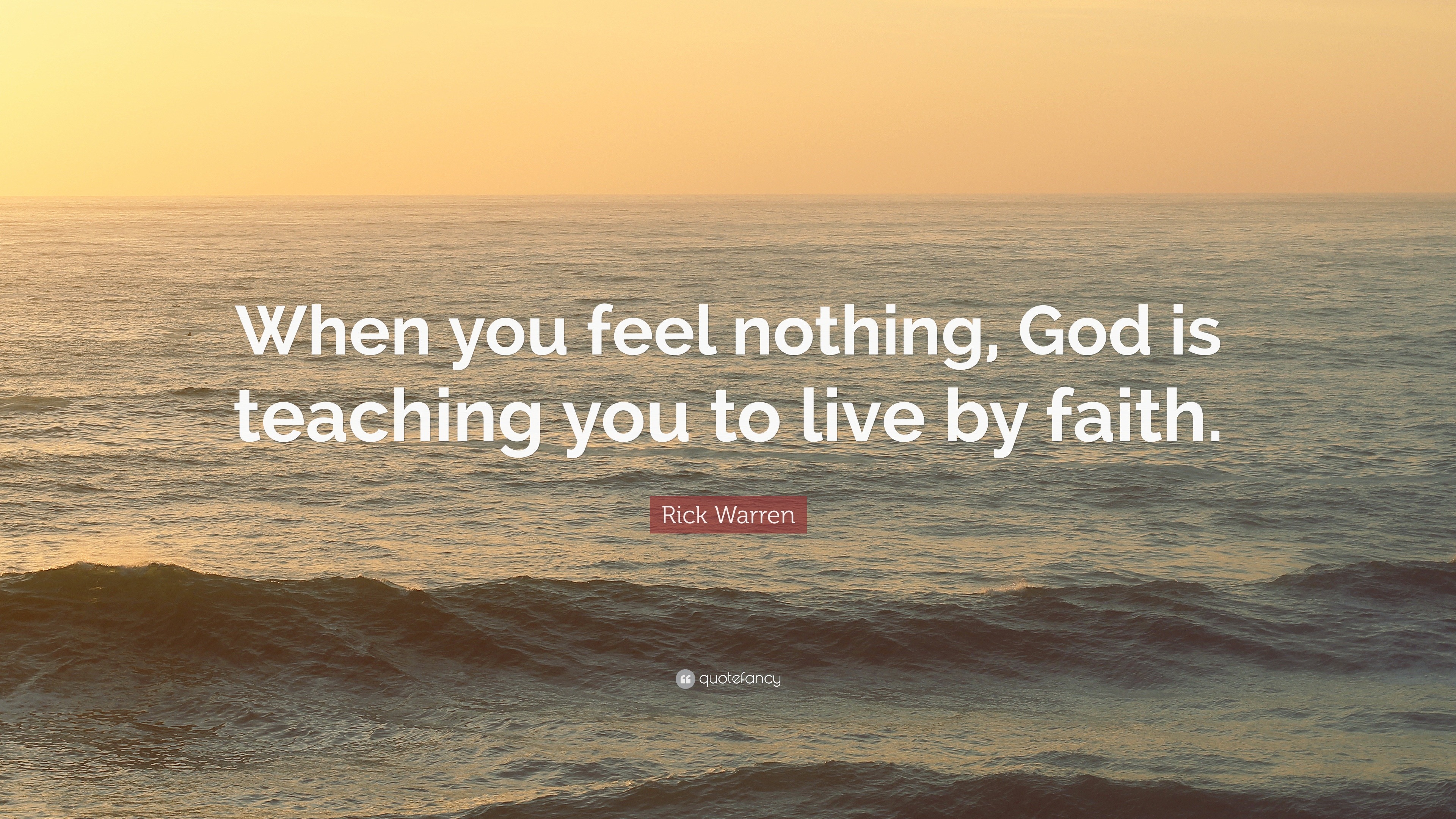 Rick Warren Quote: “When you feel nothing, God is teaching you to live ...