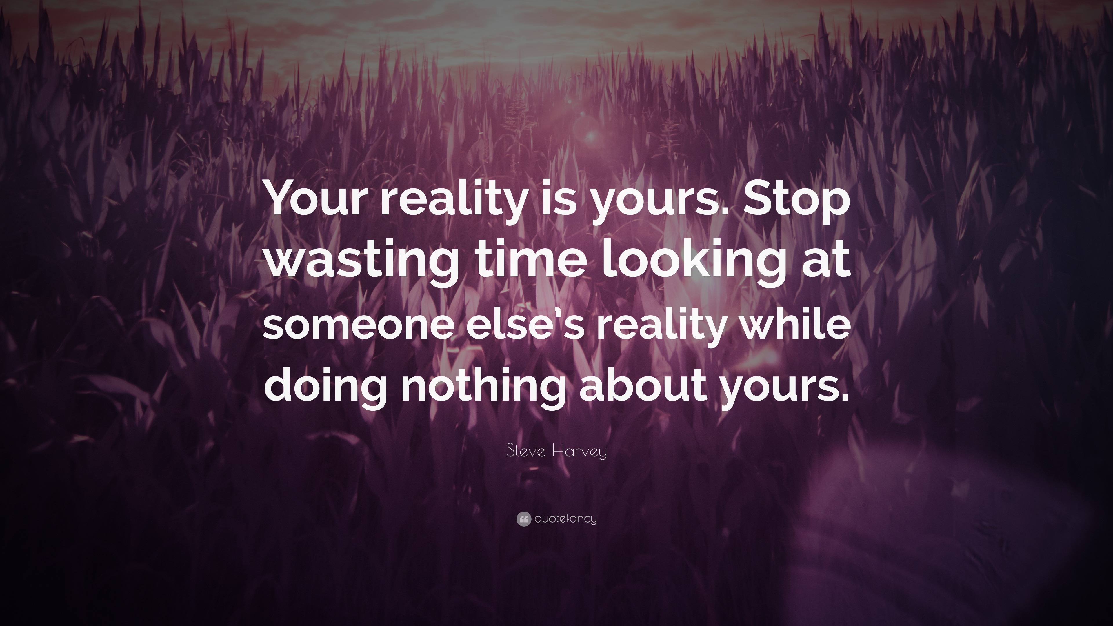 Steve Harvey Quote “Your reality is yours Stop wasting time looking at someone