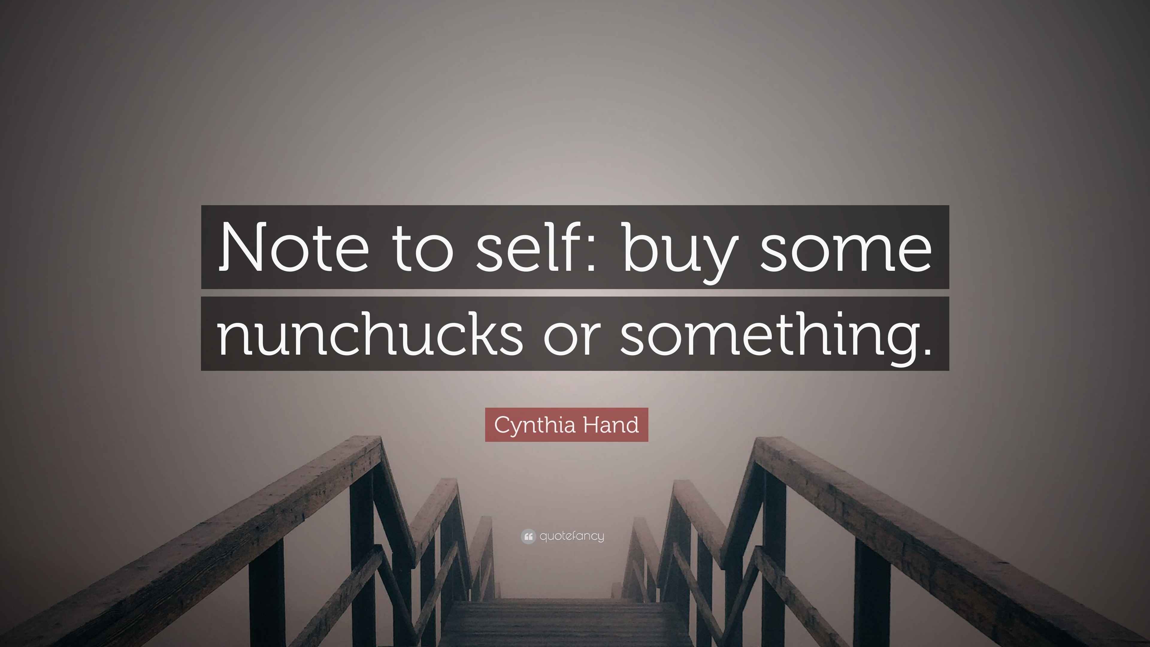 Cynthia Hand Quote: “Note to self: buy some nunchucks or something.”, image size:3840x2160
