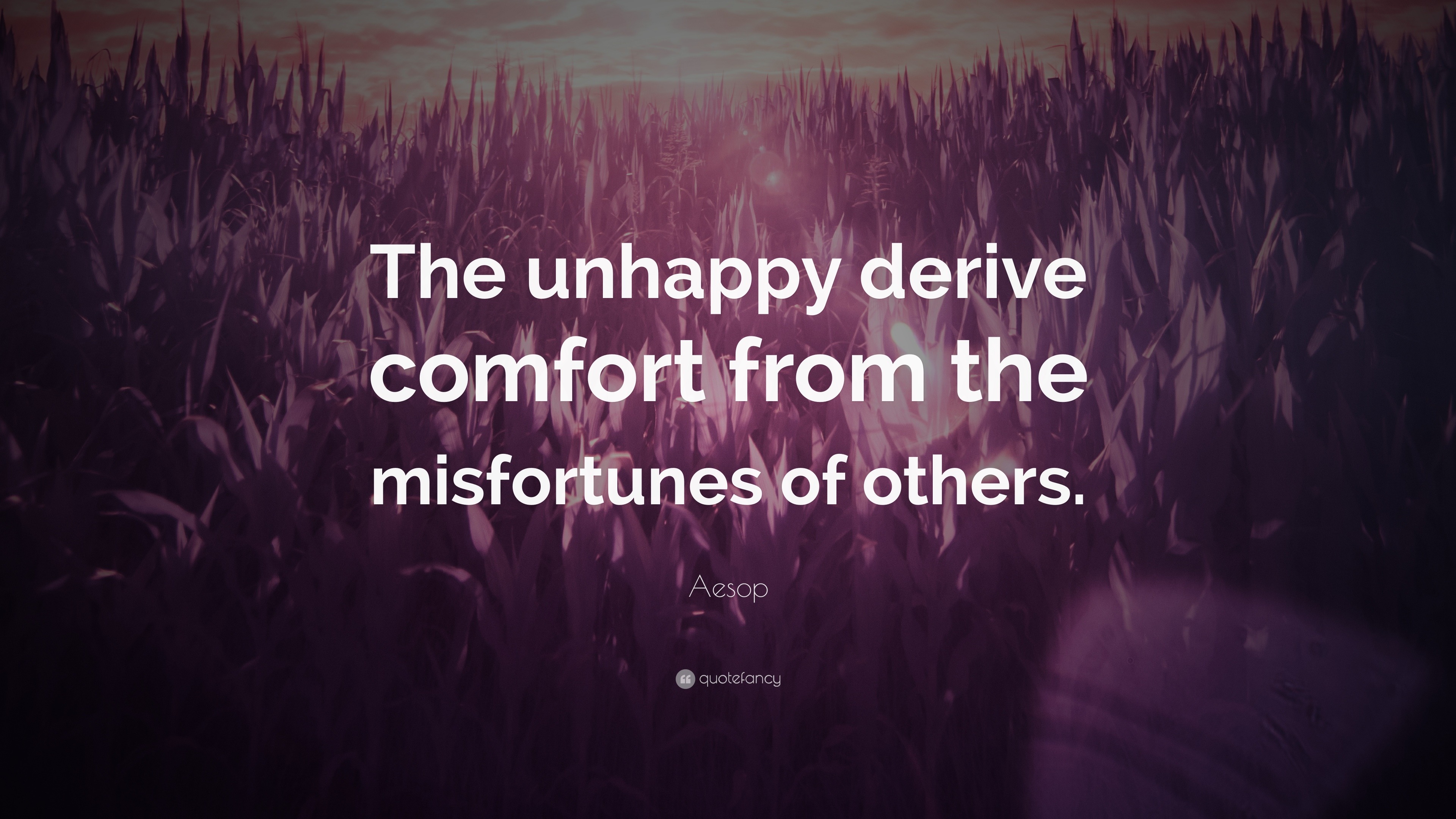 Aesop Quote: “The unhappy derive comfort from the misfortunes of others.”