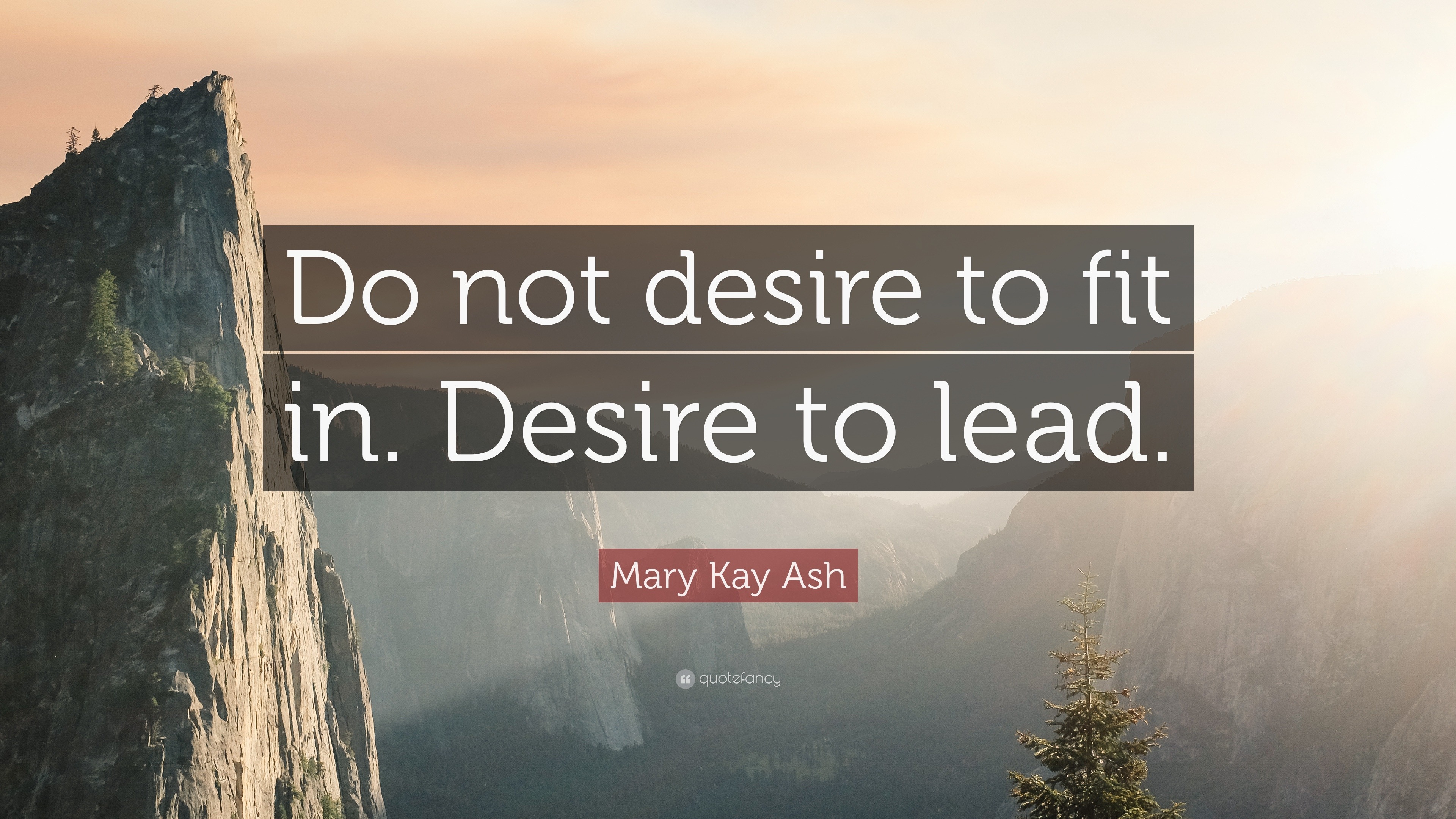 Mary Kay Ash Quote: “Do not desire to fit in. Desire to lead.”