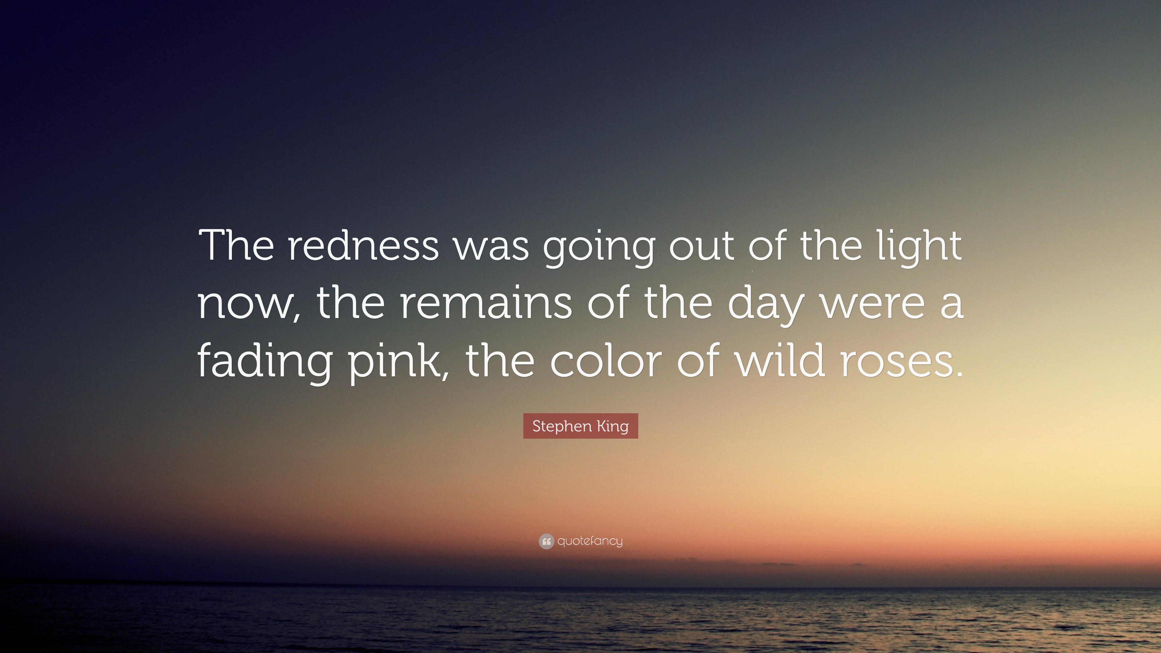 Stephen King Quote: "The redness was going out of the light now, the remains of the day were a ...