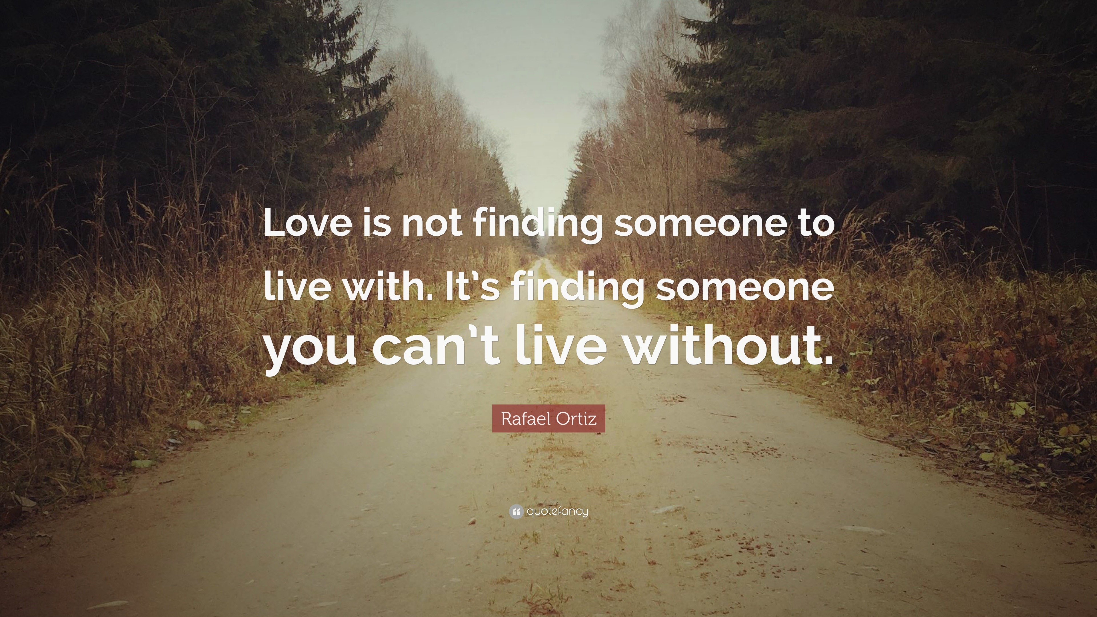 Rafael Ortiz Quote   Love  is not finding  someone to live 
