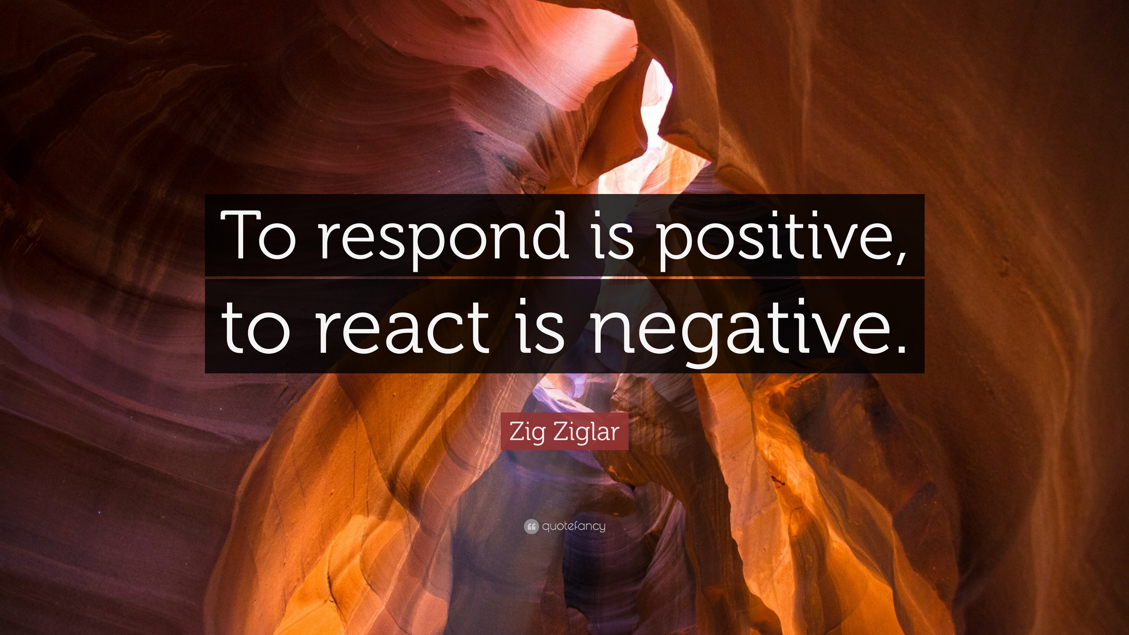 Zig Ziglar Quote: “To respond is positive, to react is negative.”