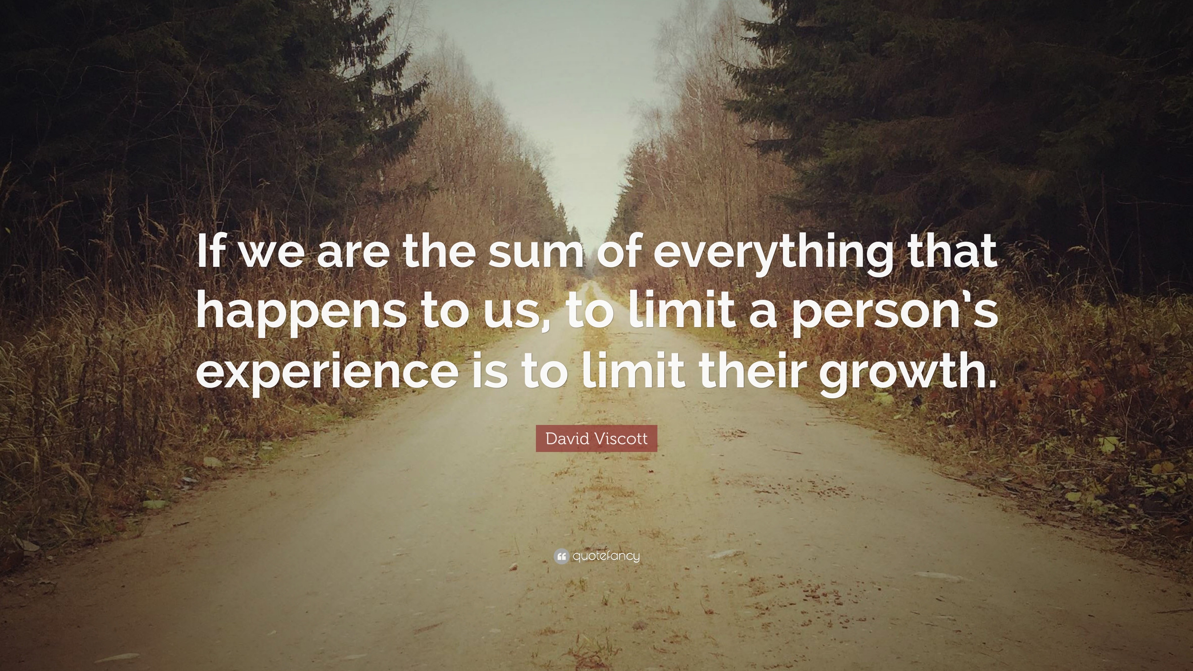 David Viscott Quote: “If we are the sum of everything that happens to ...