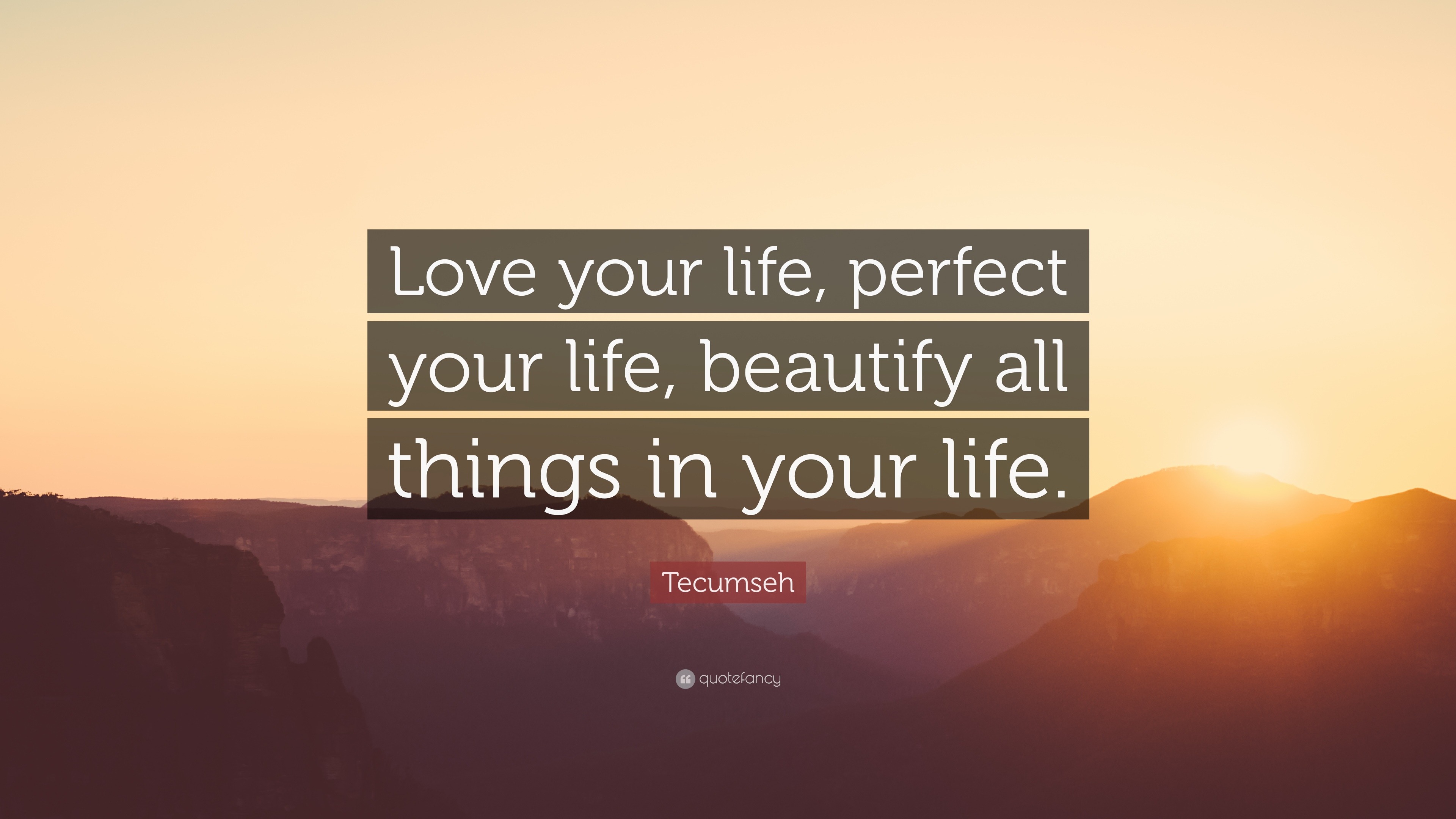 Tecumseh Quote “Love your life perfect your life beautify all things in
