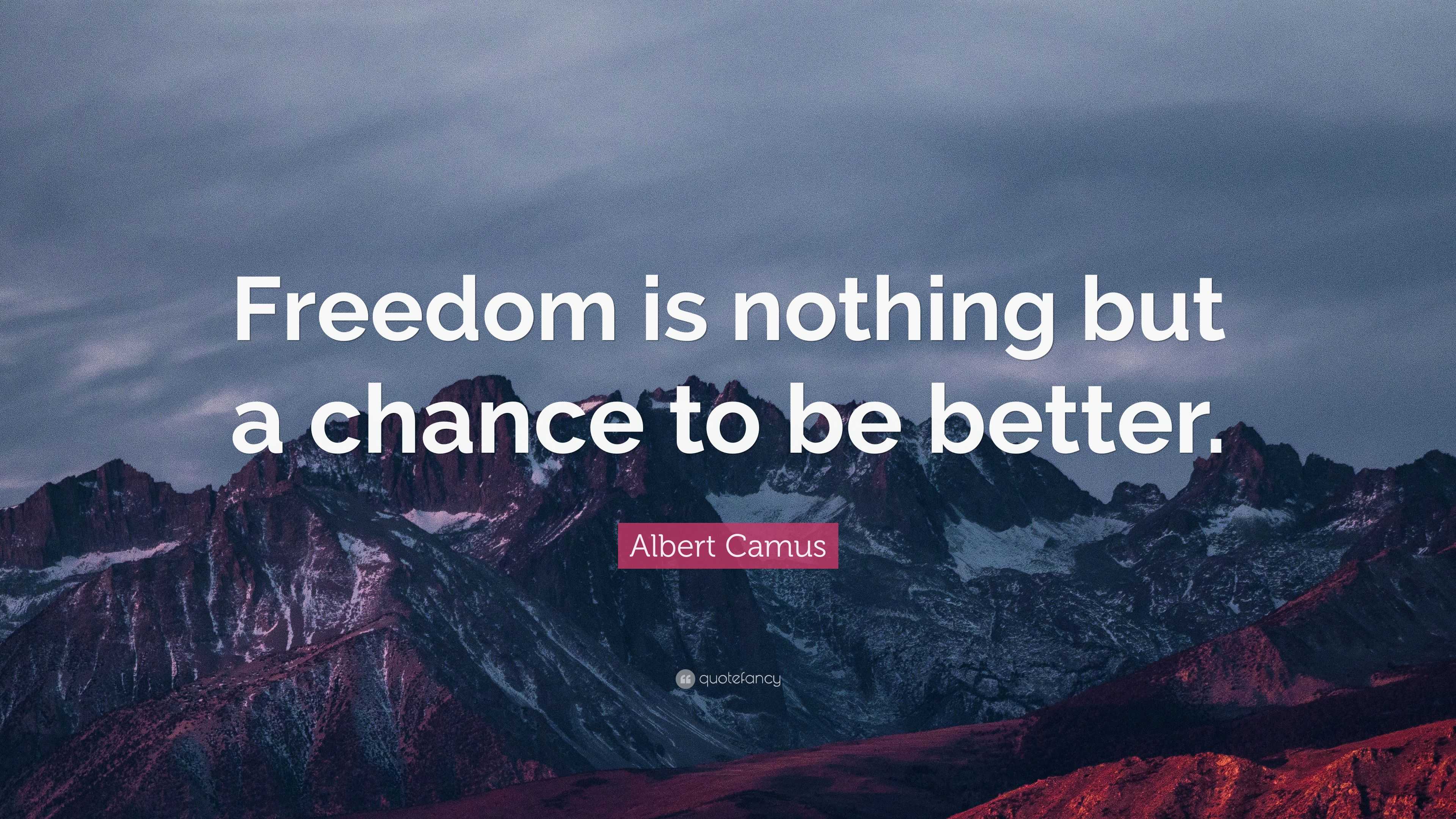 Albert Camus Quote: “Freedom is nothing but a chance to be better.”