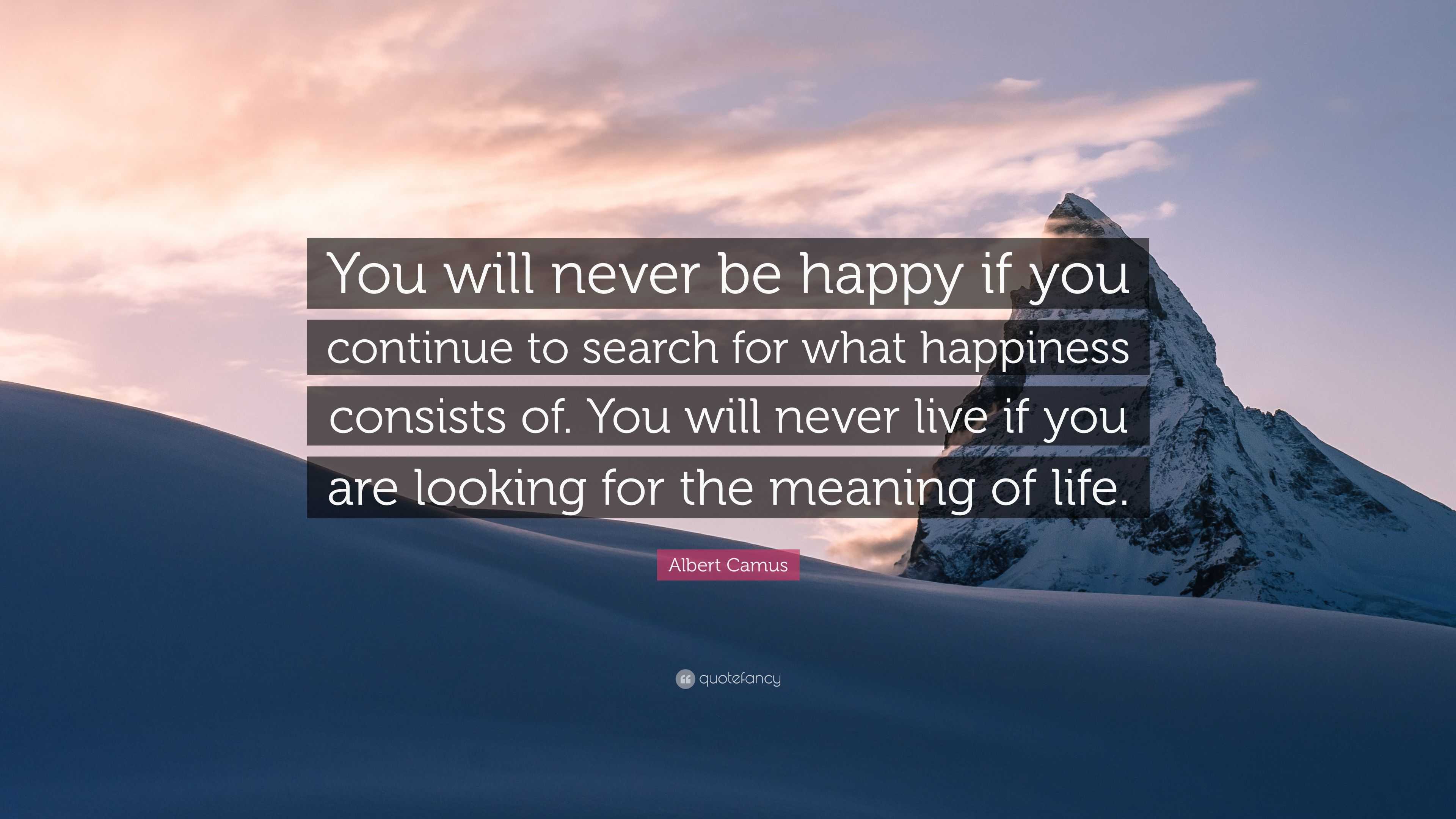 Albert Camus Quote “you Will Never Be Happy If You Continue To Search For What Happiness