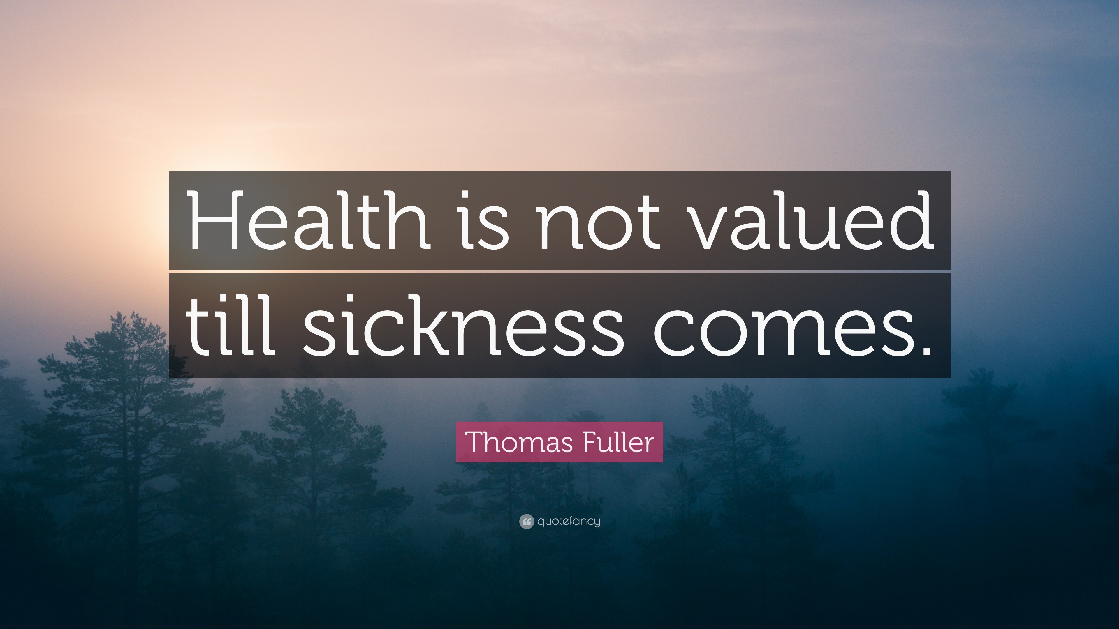 Thomas Fuller Quote: “Health is not valued till sickness comes.”