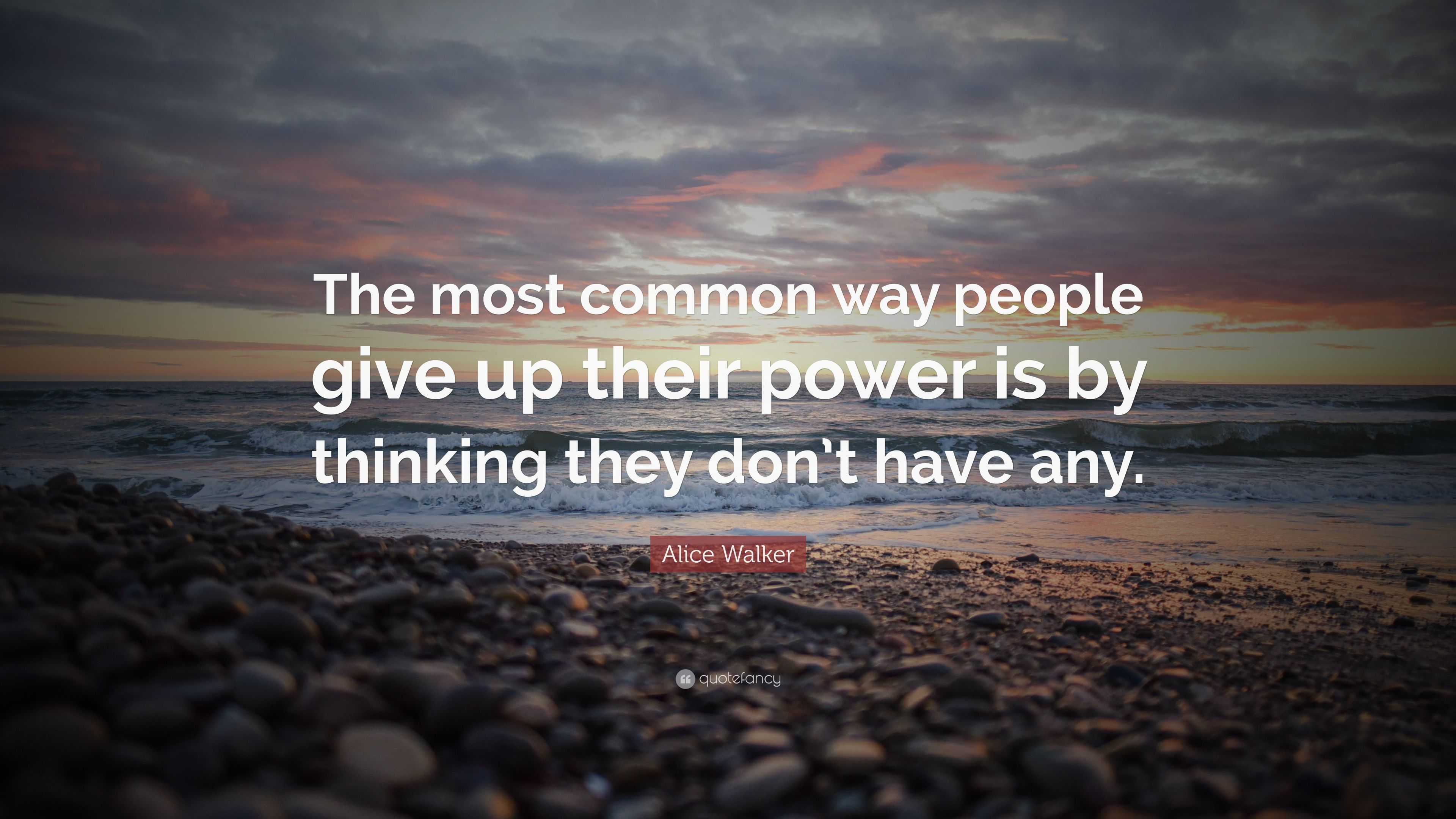 Alice Walker Quote: “The most common way people give up their power is