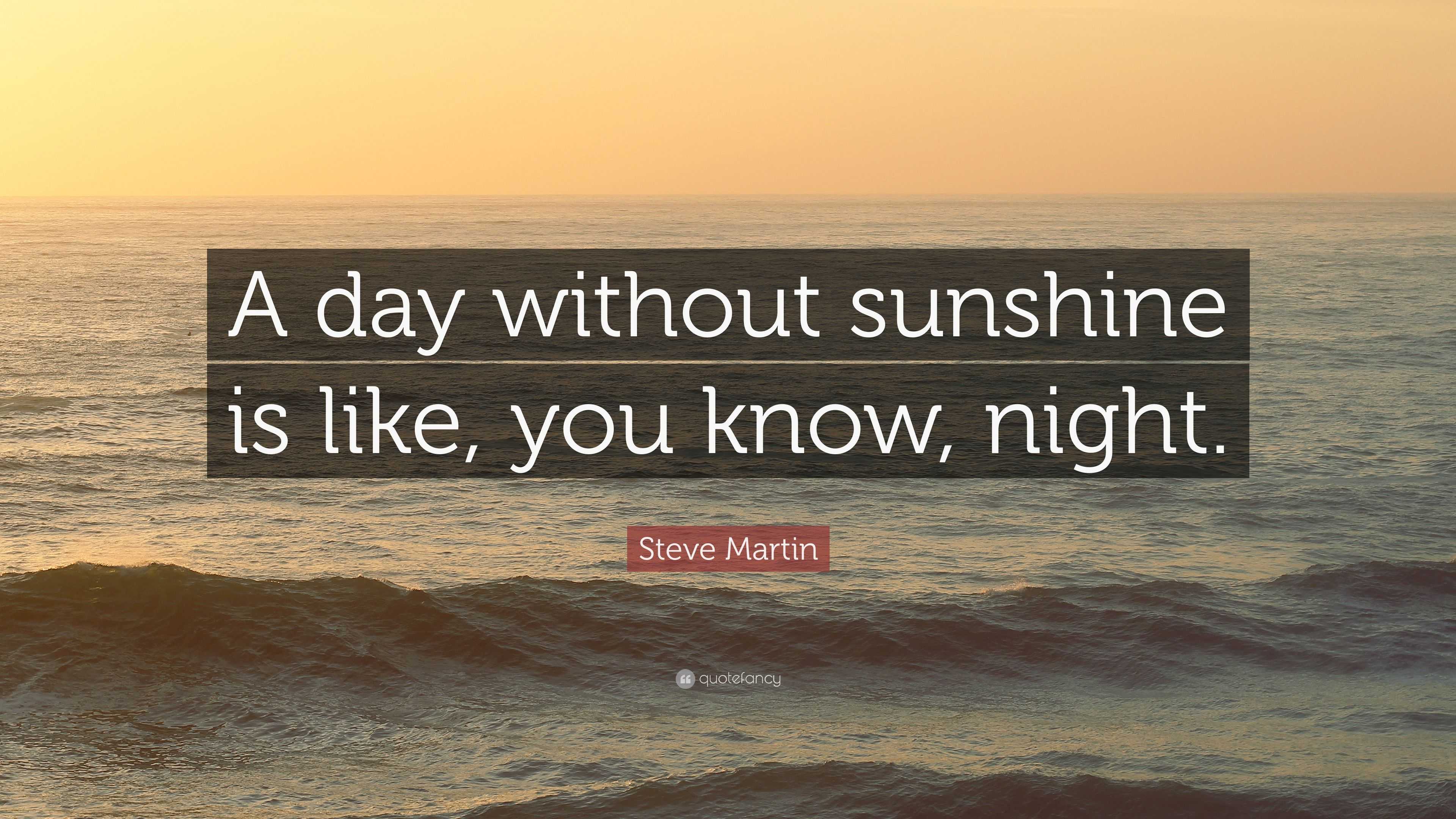 Steve Martin Quote: “A day without sunshine is like, you know, night.”