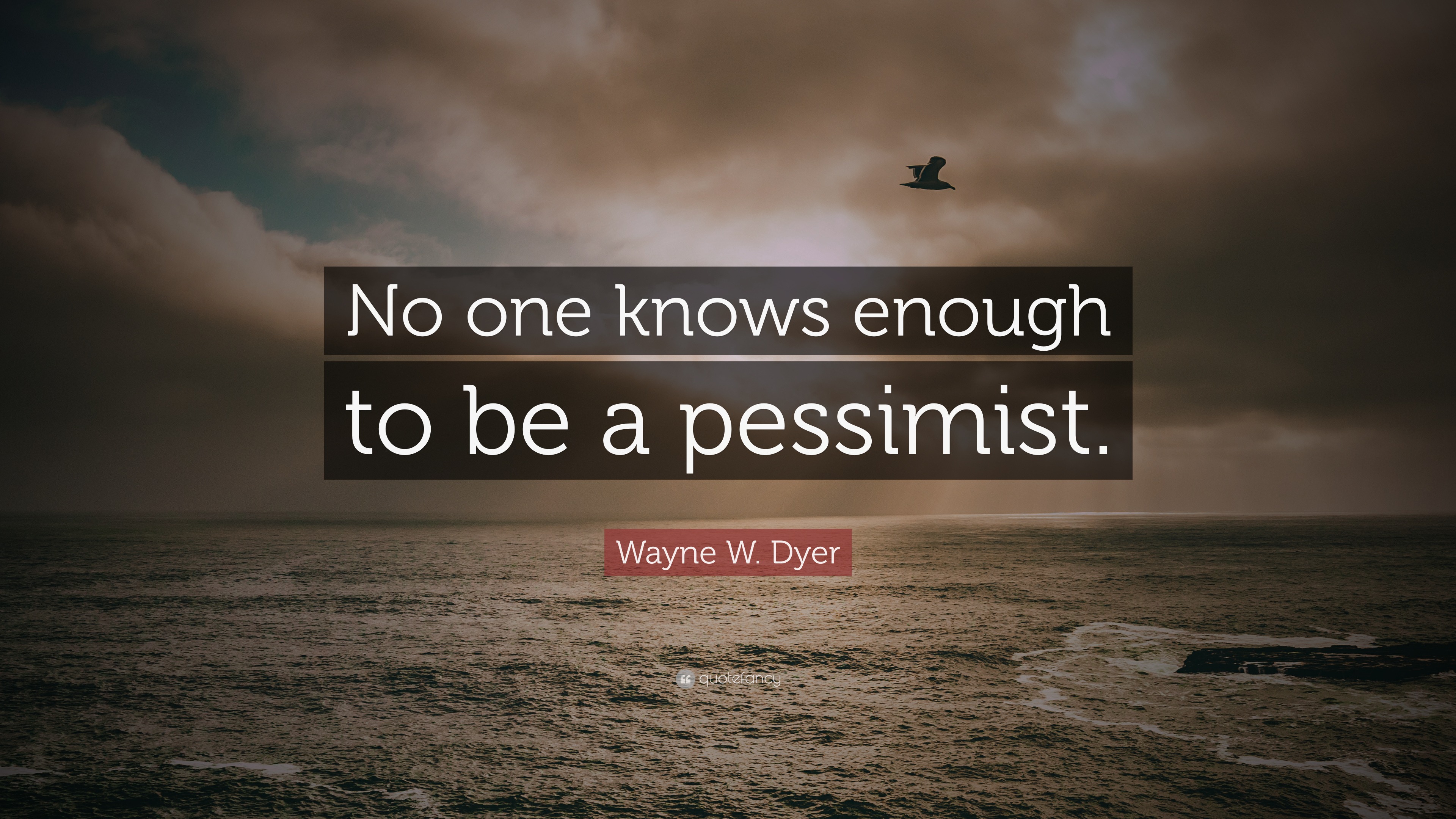 Wayne W. Dyer Quote “No one knows enough to be a pessimist.”