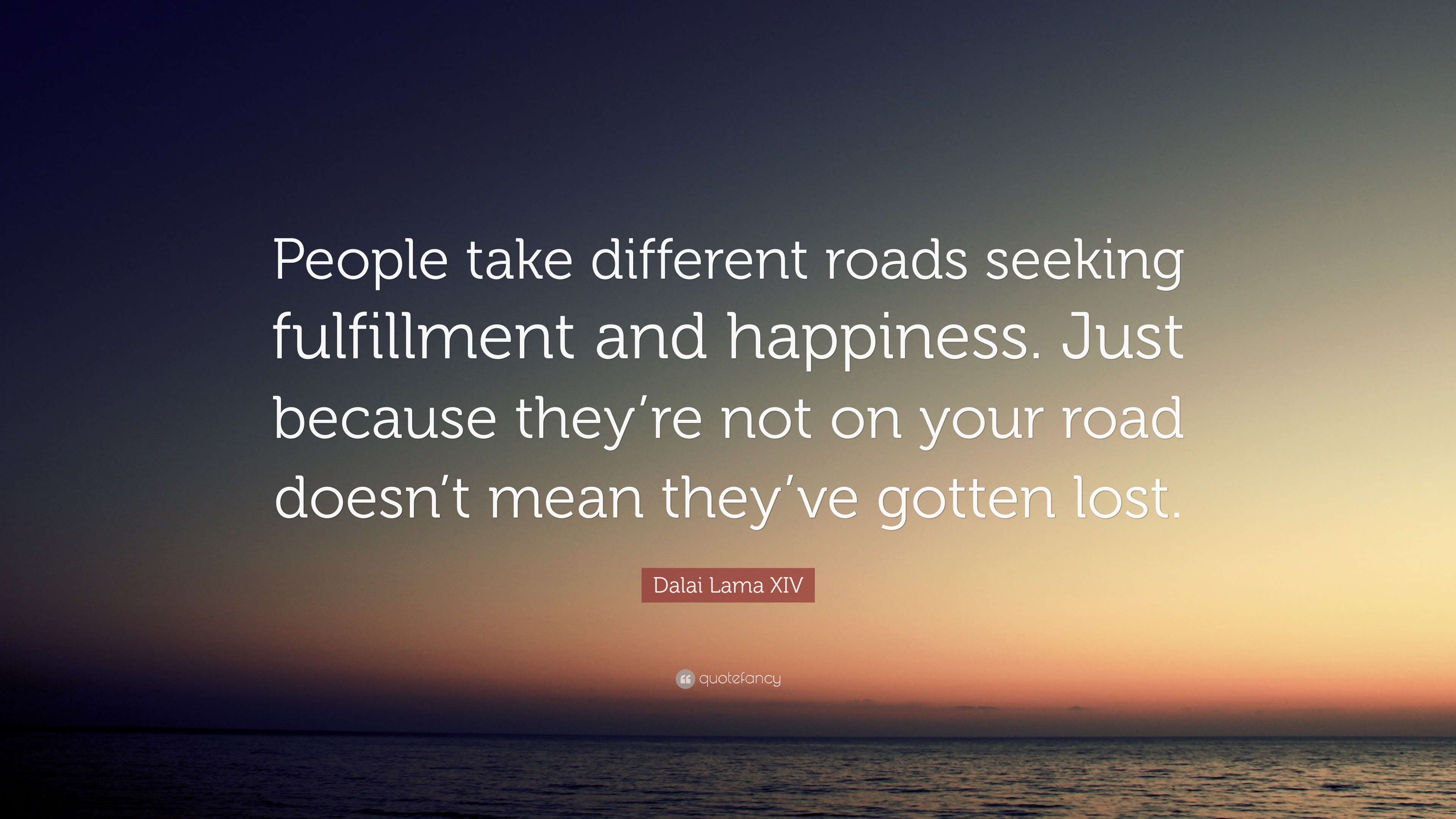 Dalai Lama XIV Quote: “People take different roads seeking fulfillment ...