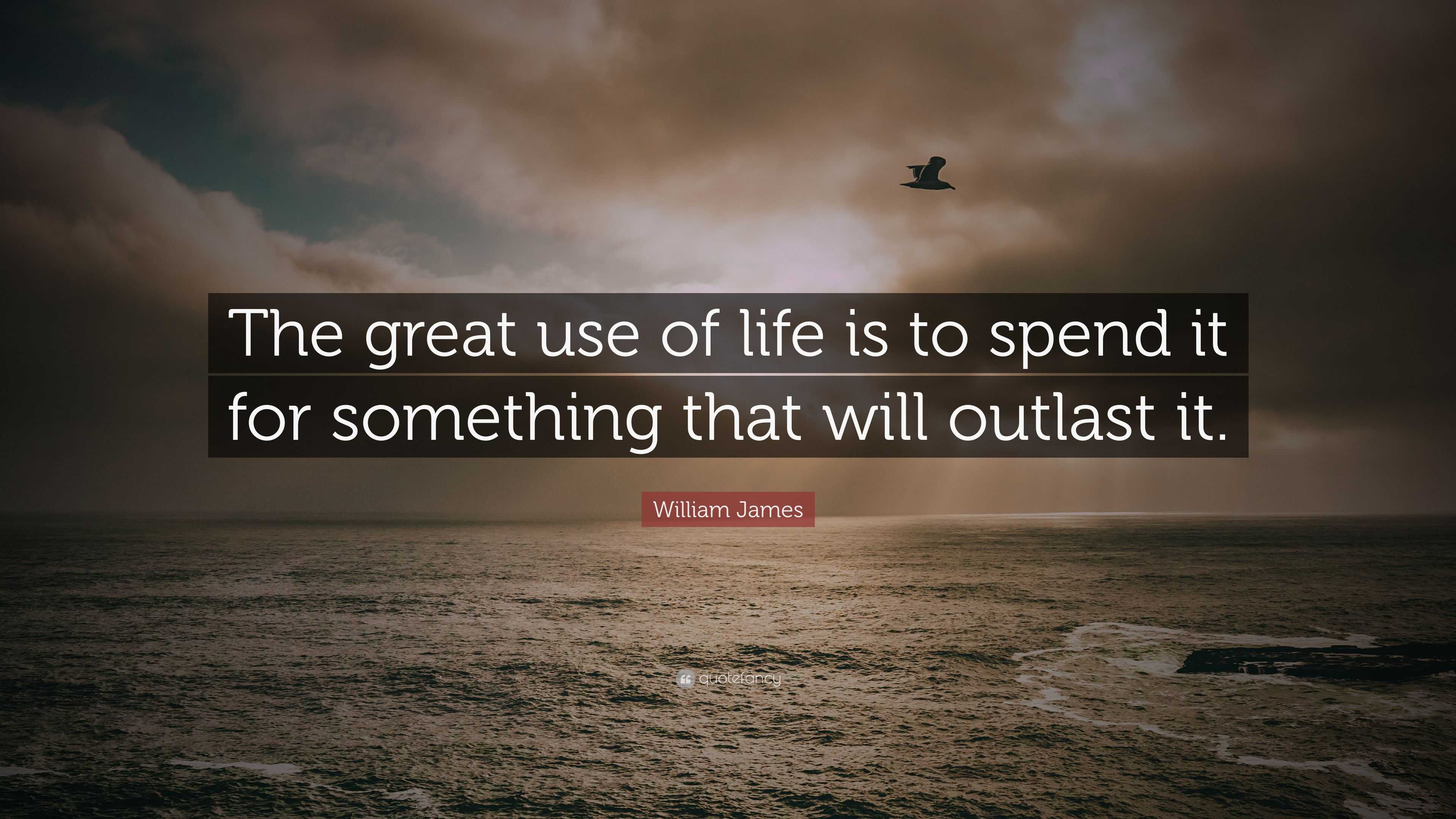 William James Quote: “The great use of life is to spend it for ...