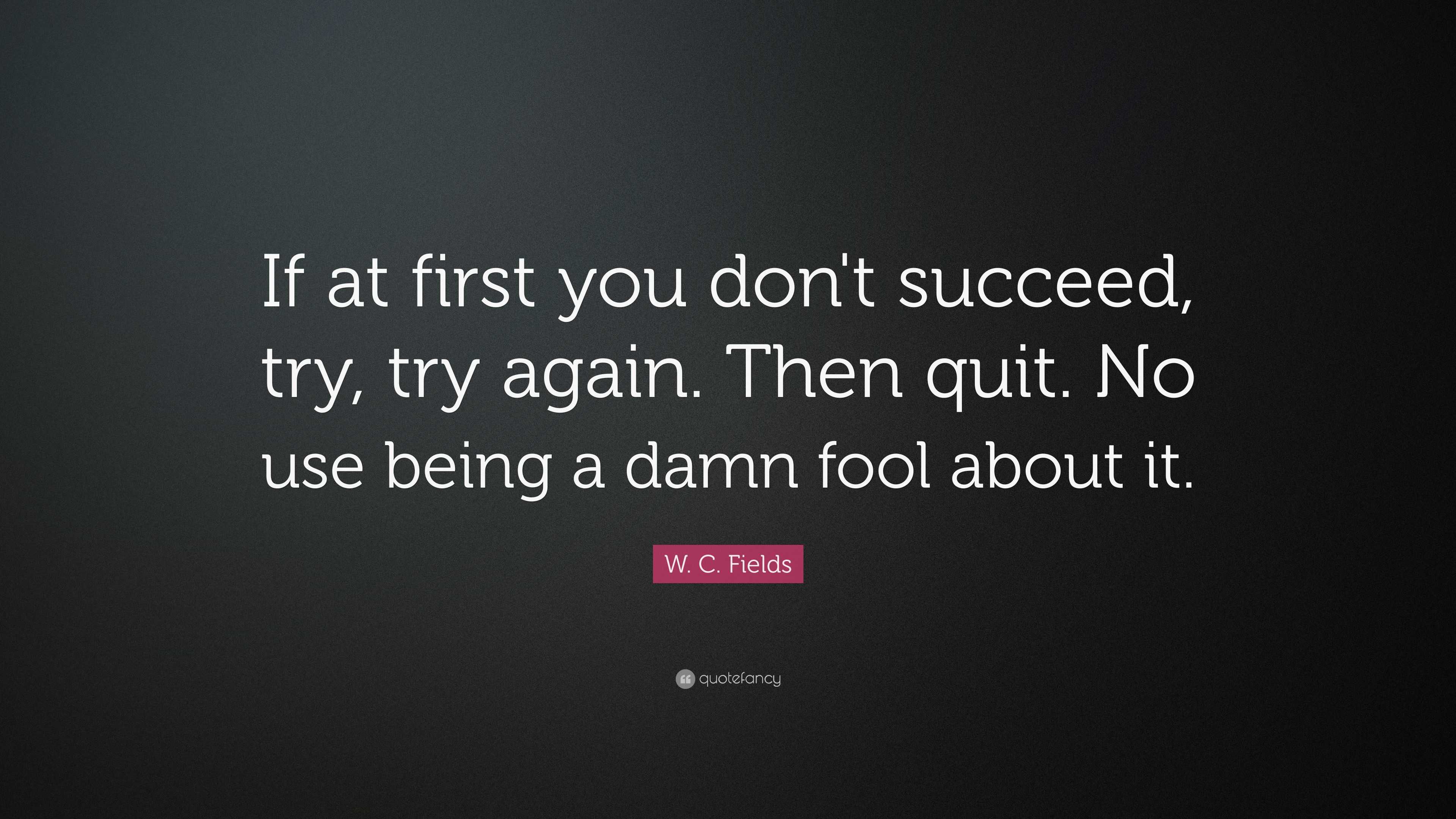 W. C. Fields Quote: “If at first you don't succeed, try, try again ...