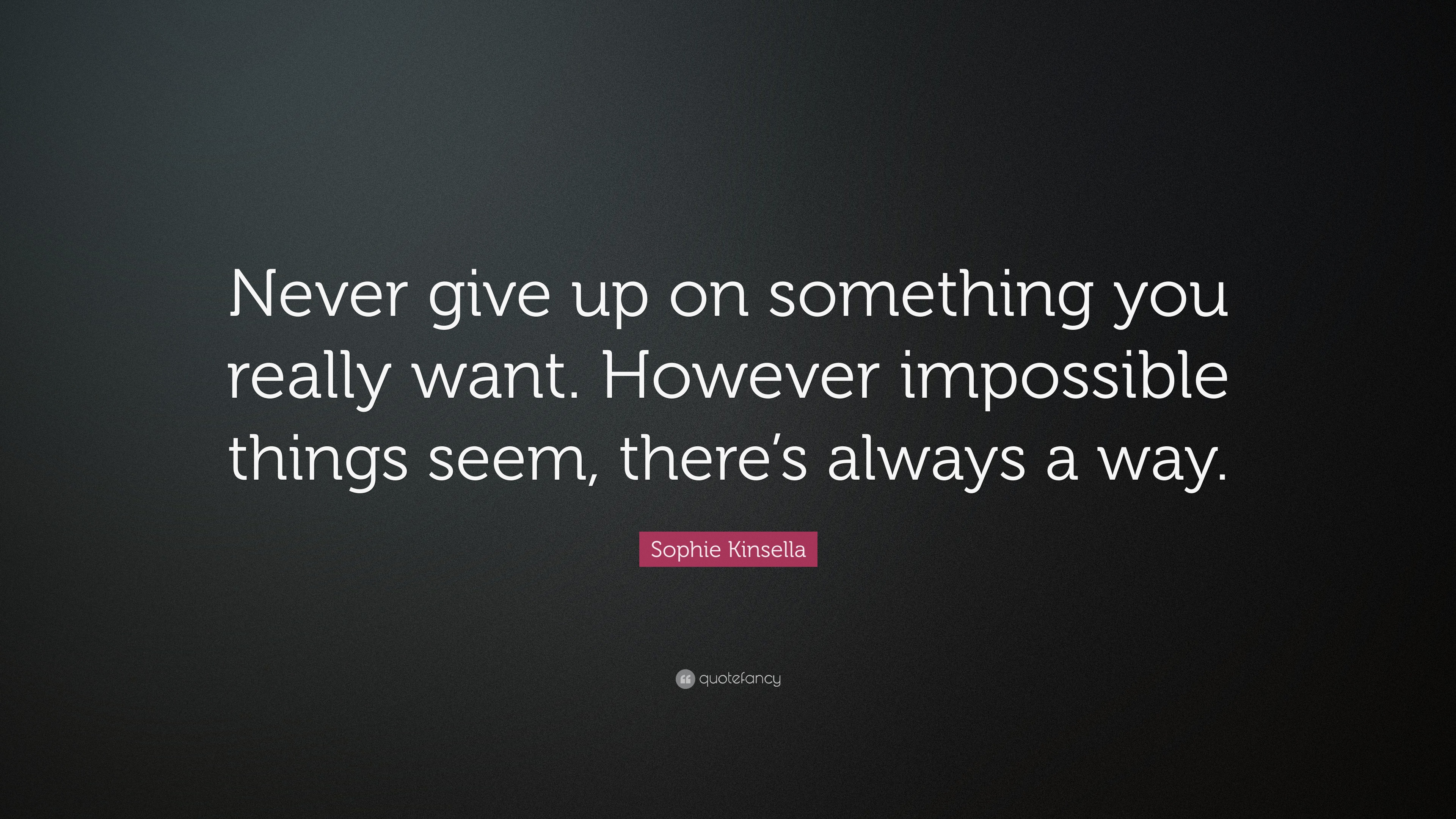 Sophie Kinsella Quote: “Never give up on something you really want ...