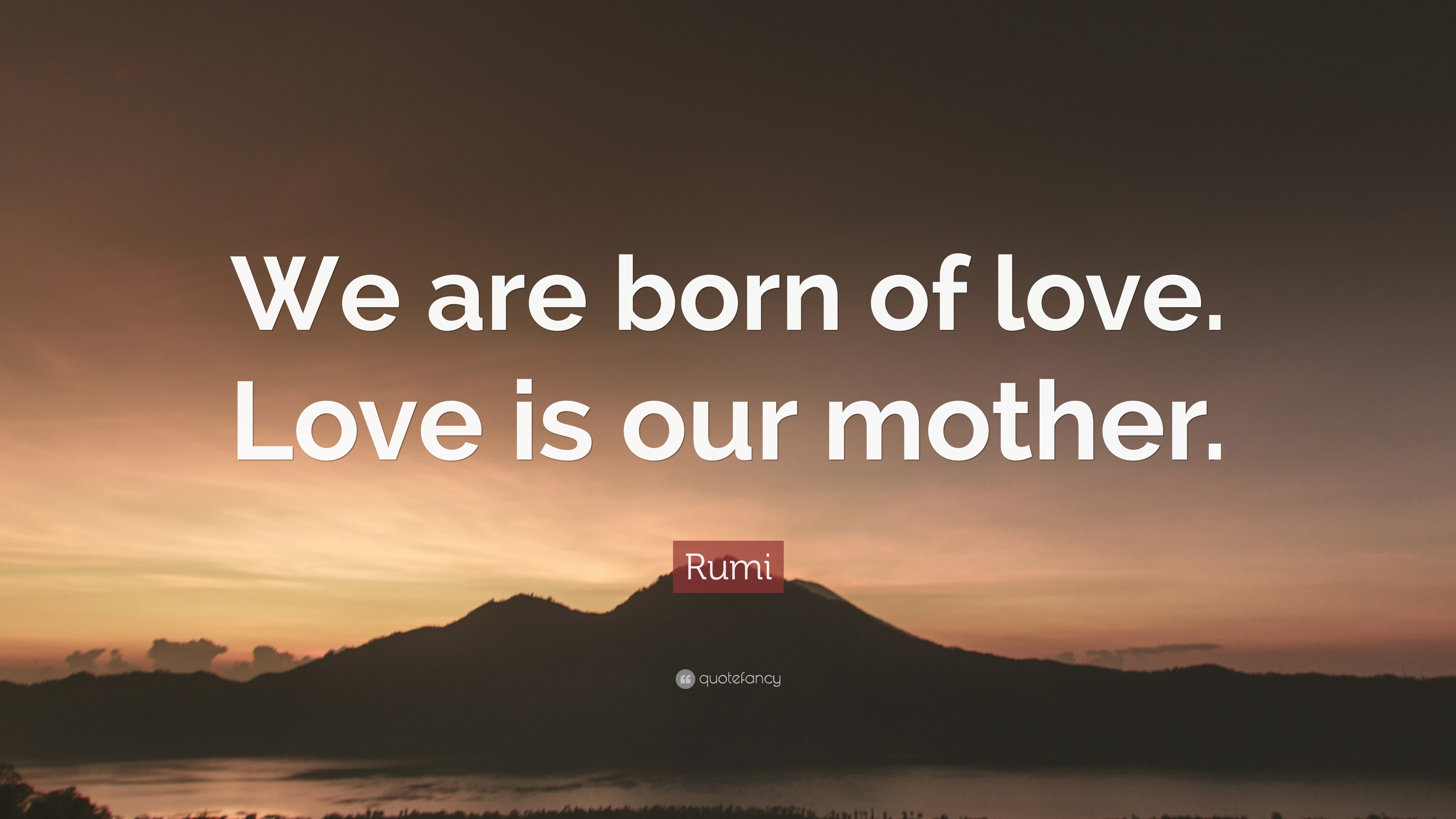 Rumi Quote “We are born of love. Love is our mother.”