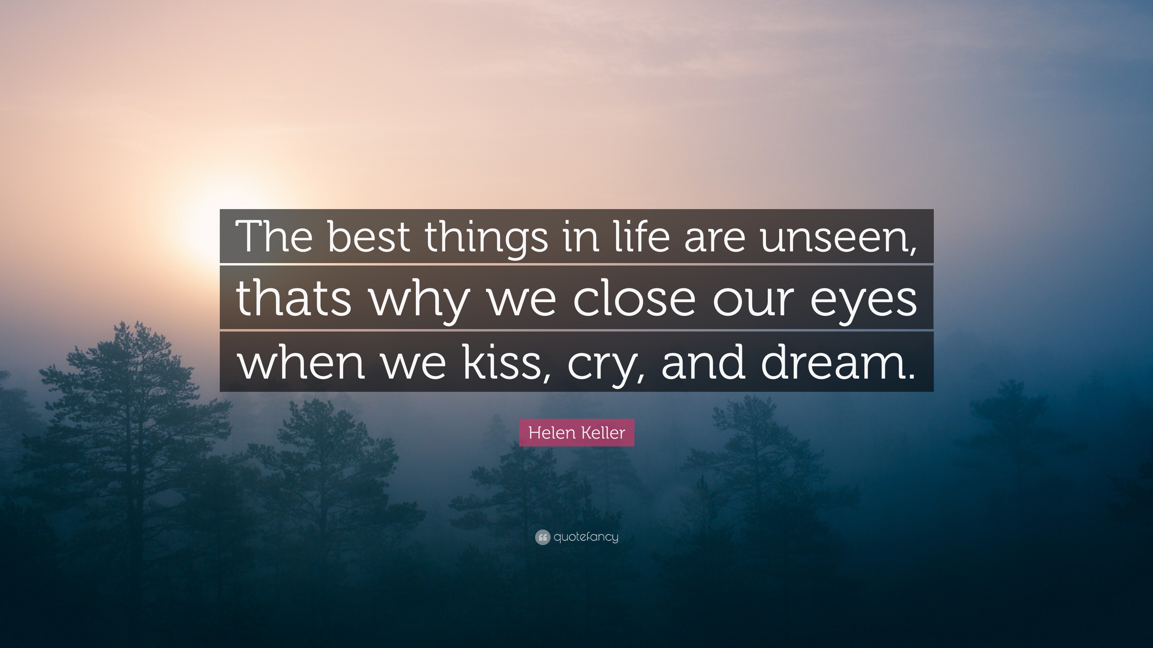 Helen Keller Quote: “The best things in life are unseen, thats why we ...