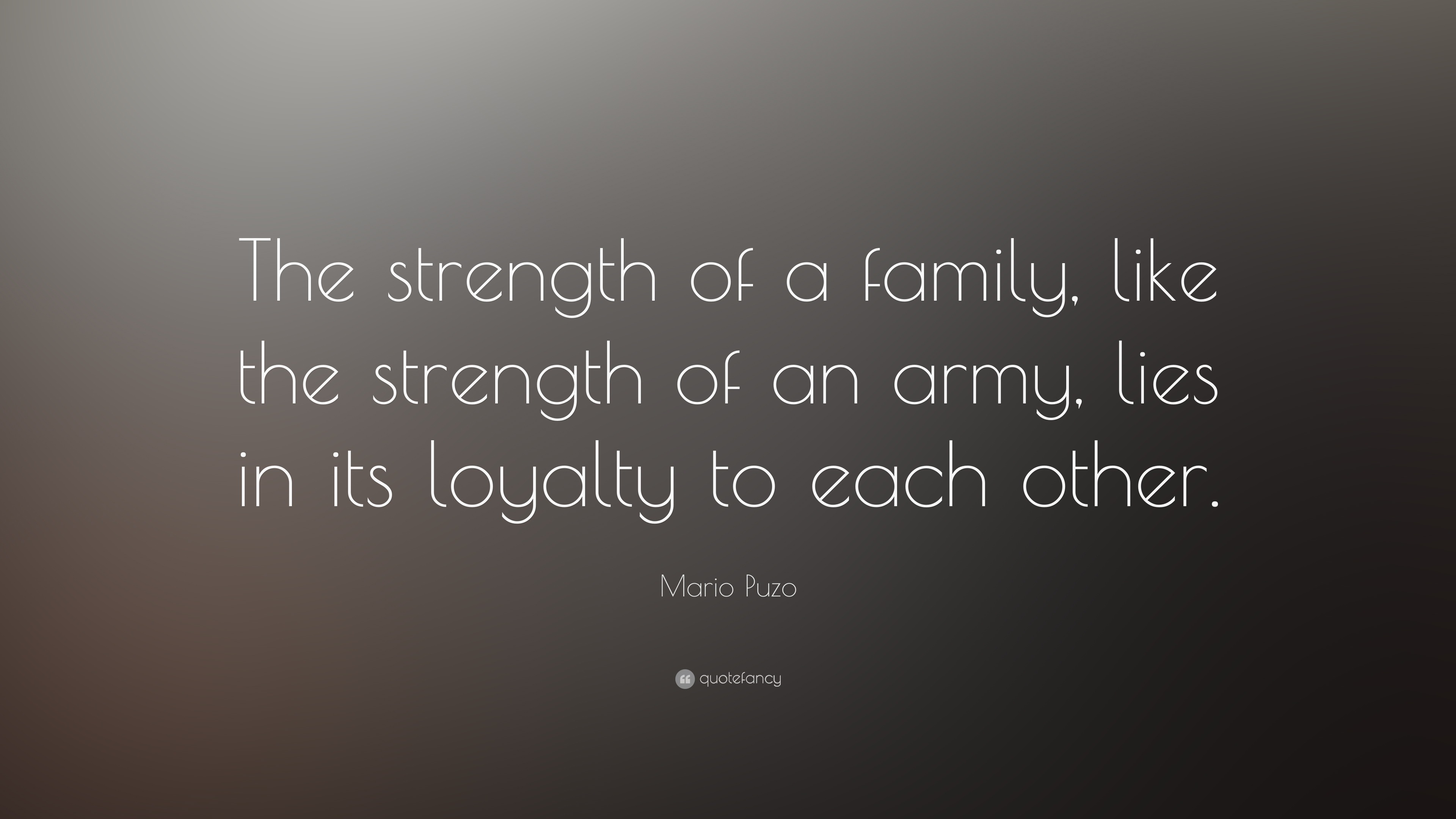 Mario Puzo Quote: “The strength of a family, like the strength of an