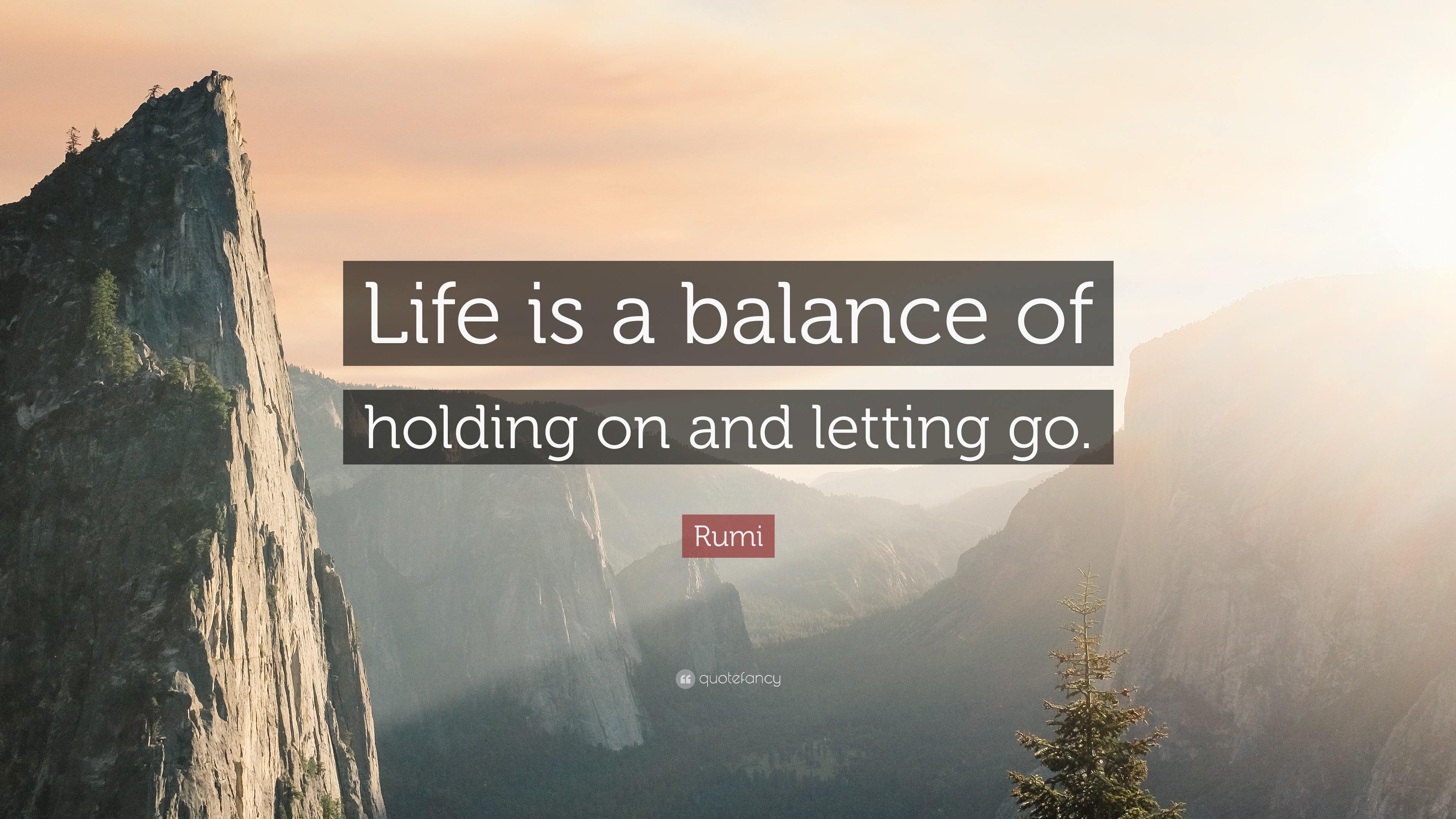 Rumi Quote: “Life is a balance of holding on and letting go.”