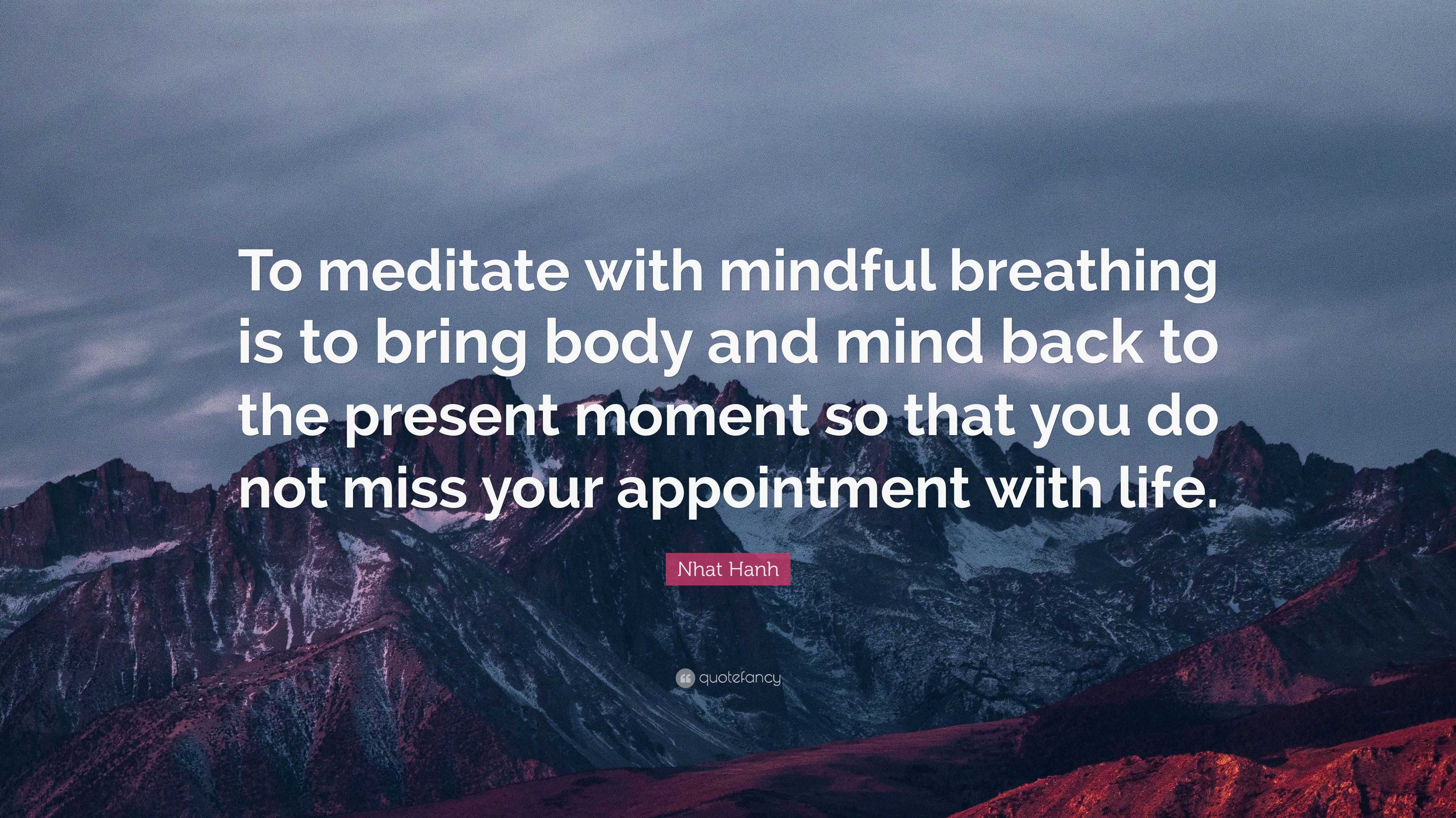 Nhat Hanh Quote: “To meditate with mindful breathing is to bring body ...