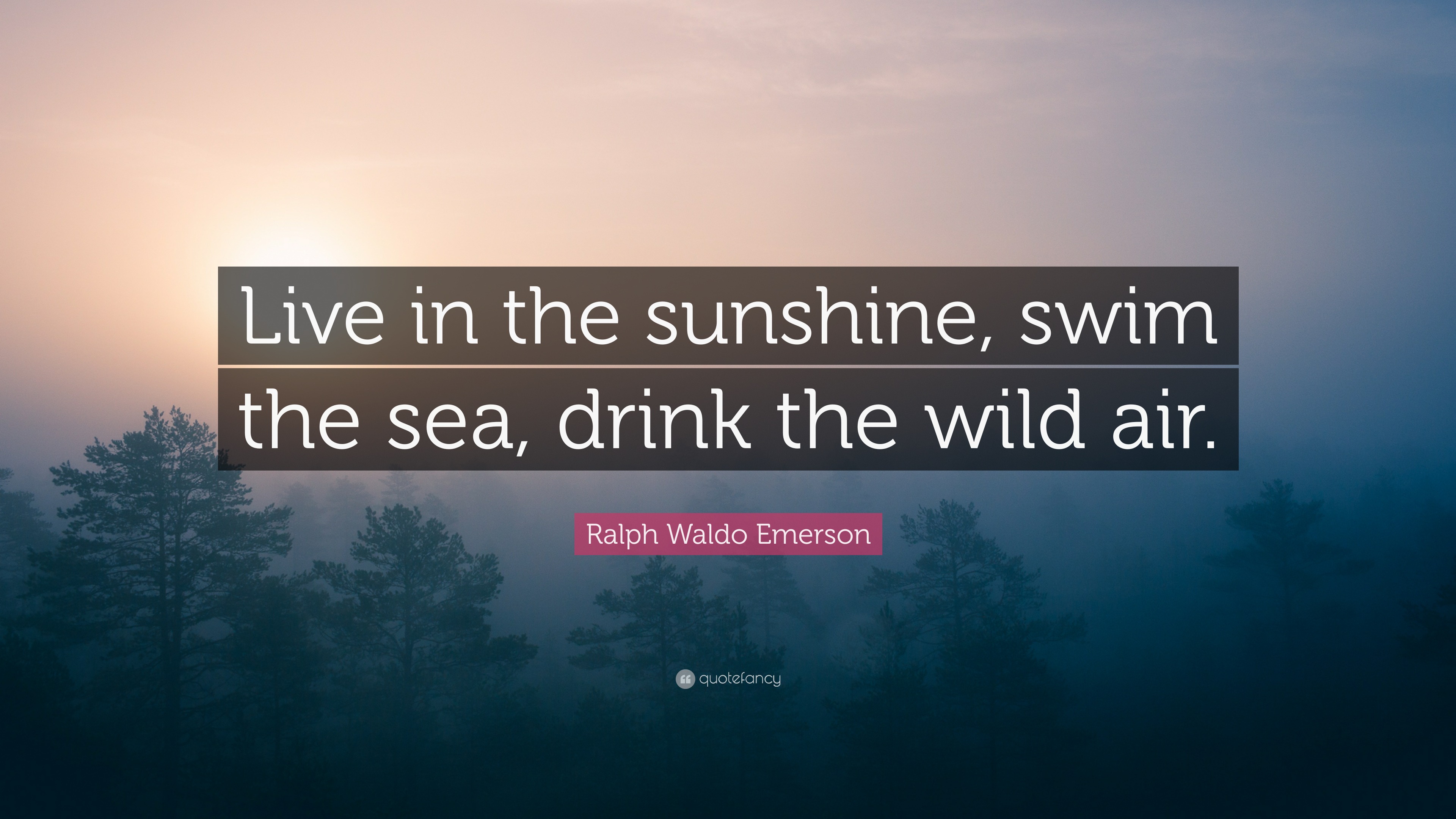 Ralph Waldo Emerson Quote: “Live in the sunshine, swim the sea, drink ...