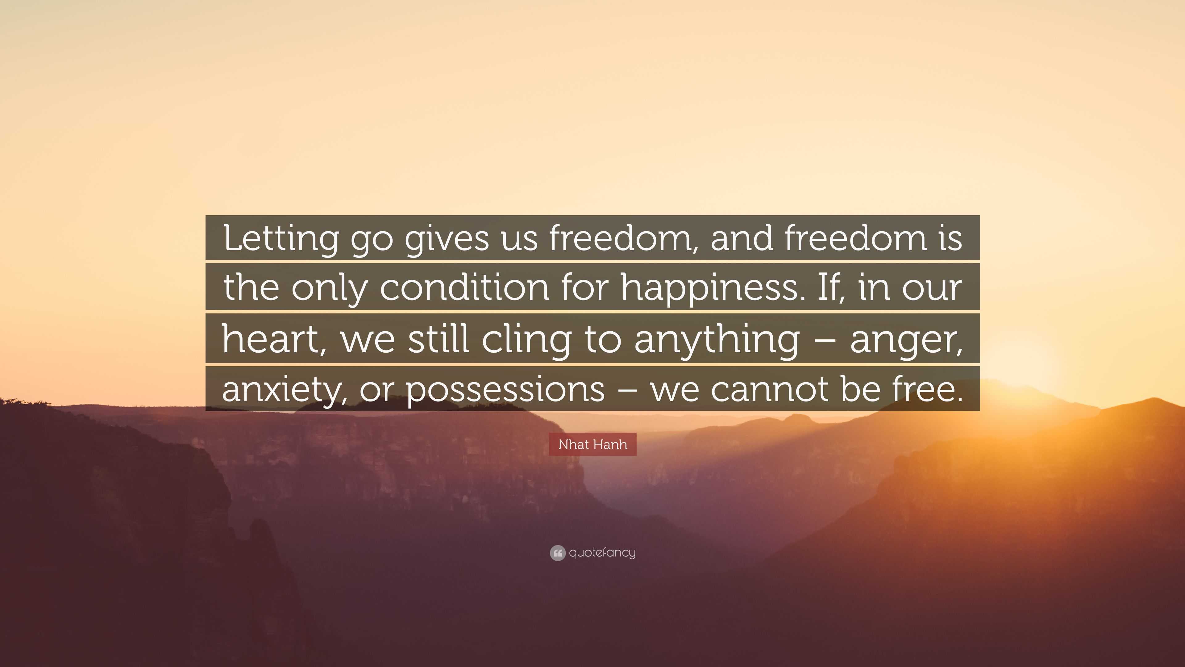 Nhat Hanh Quote: “Letting go gives us freedom, and freedom is the only ...