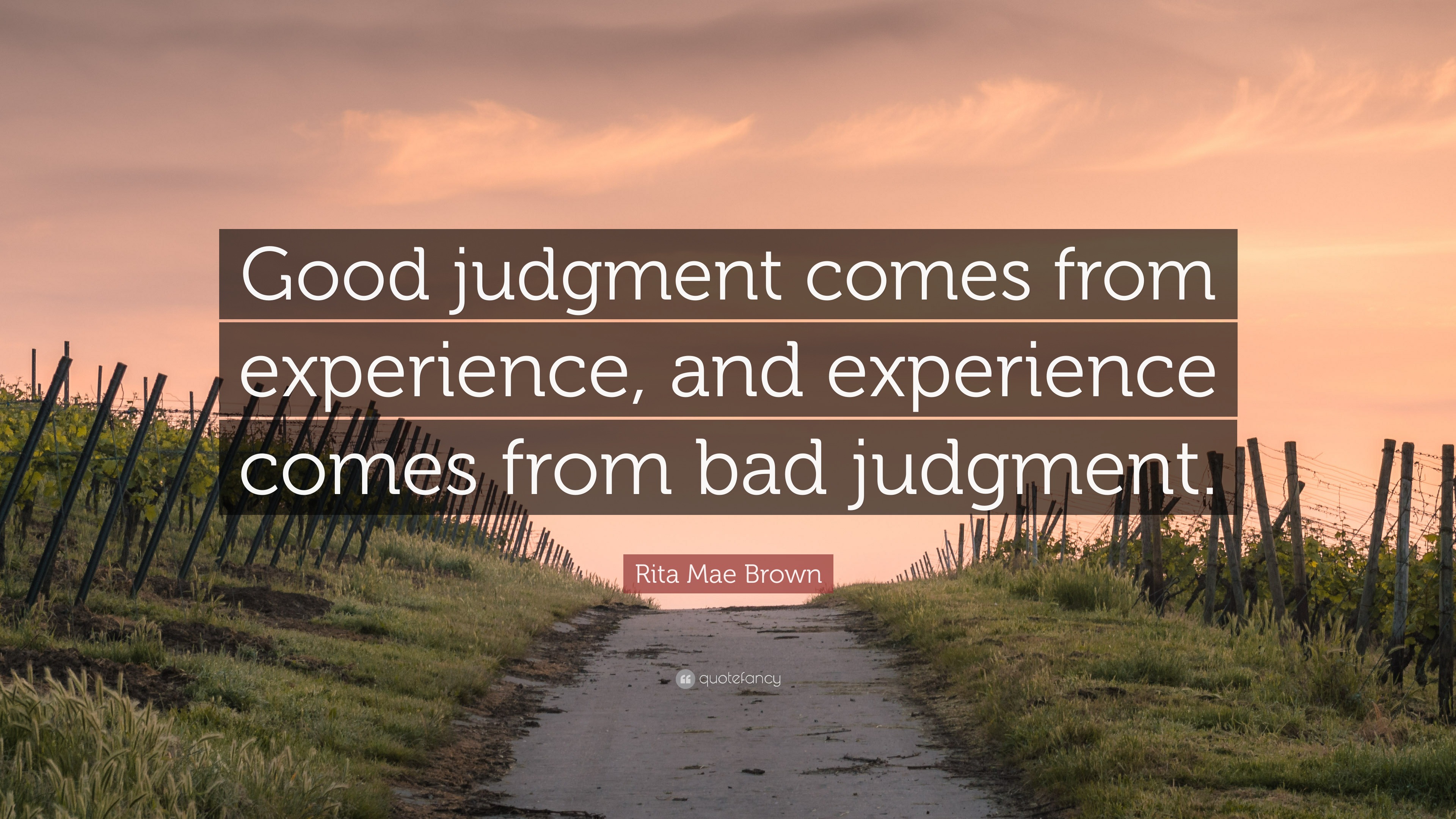 Rita Mae Brown Quote: “Good judgment comes from experience, and ...