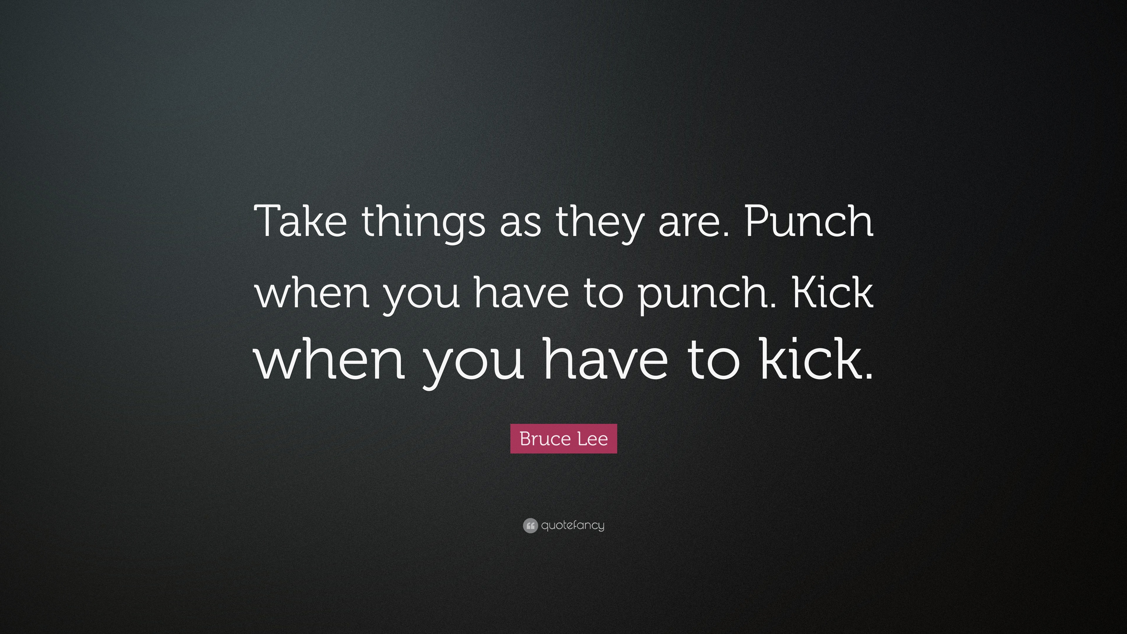 Bruce Lee Quote “Take things as they are. Punch when you have to punch