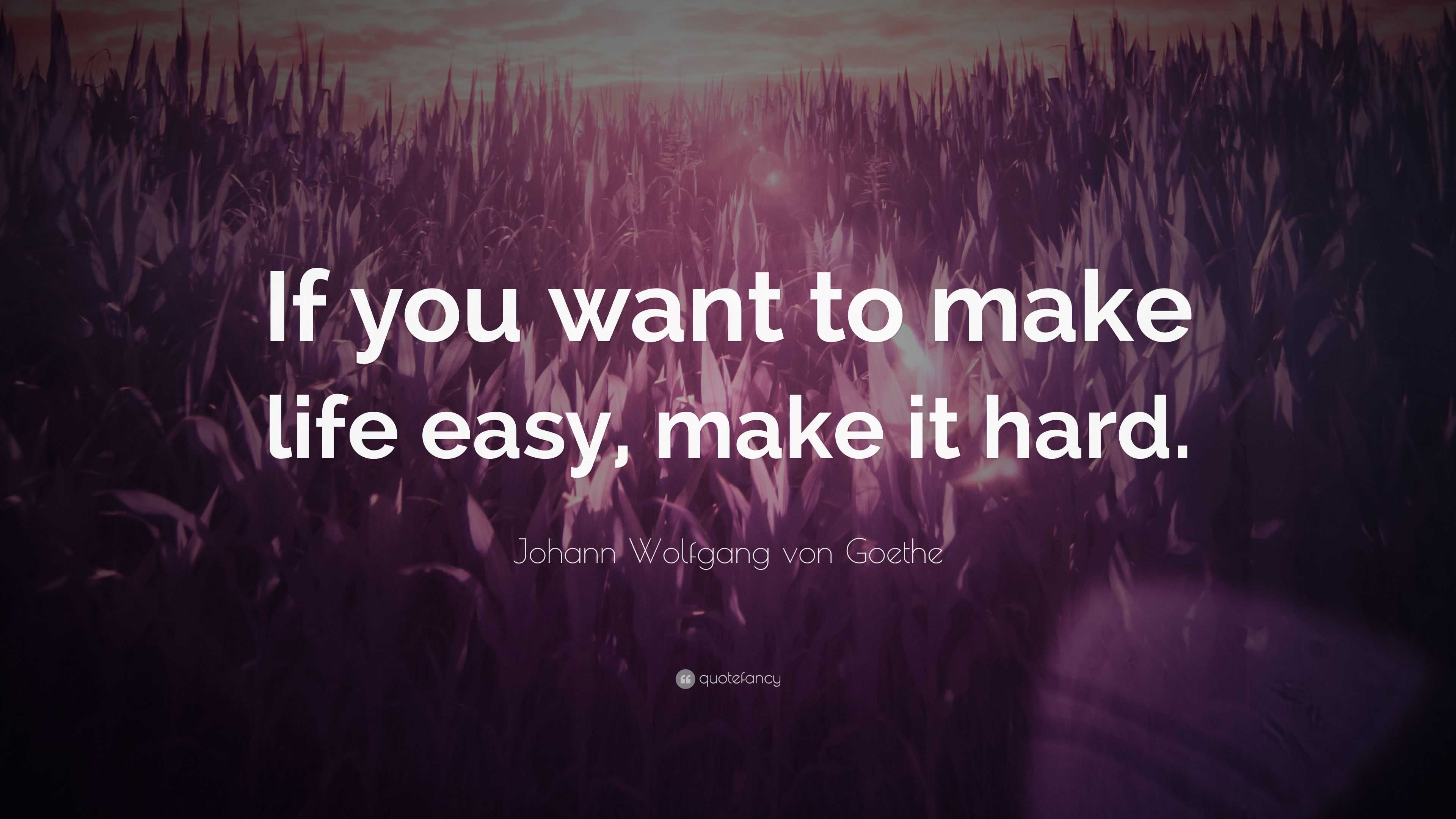 Johann Wolfgang von Goethe Quote: “If you want to make life easy