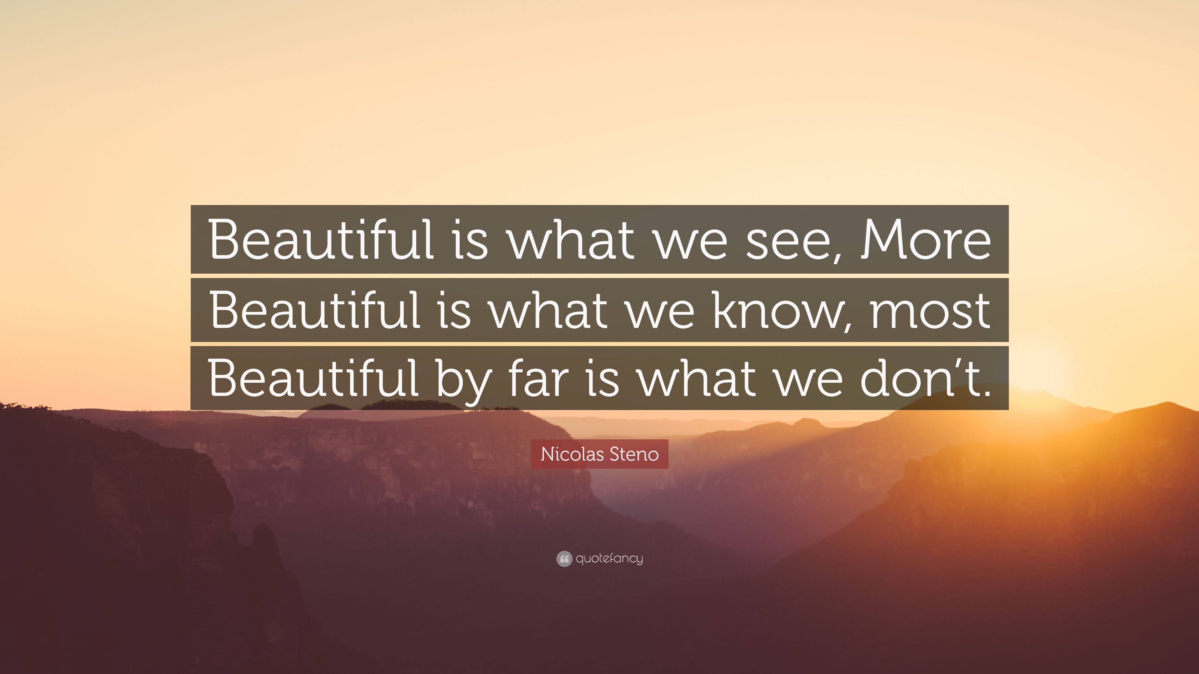 Nicolas Steno Quote: “Beautiful is what we see, More Beautiful is what ...