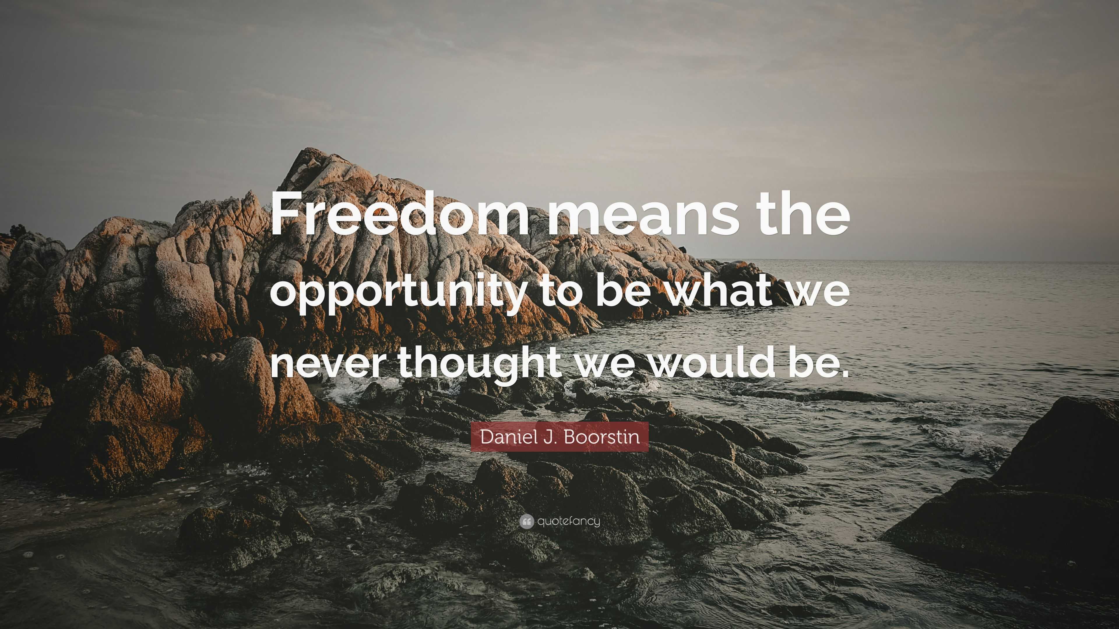 Daniel J. Boorstin Quote: “Freedom means the opportunity to be what we ...