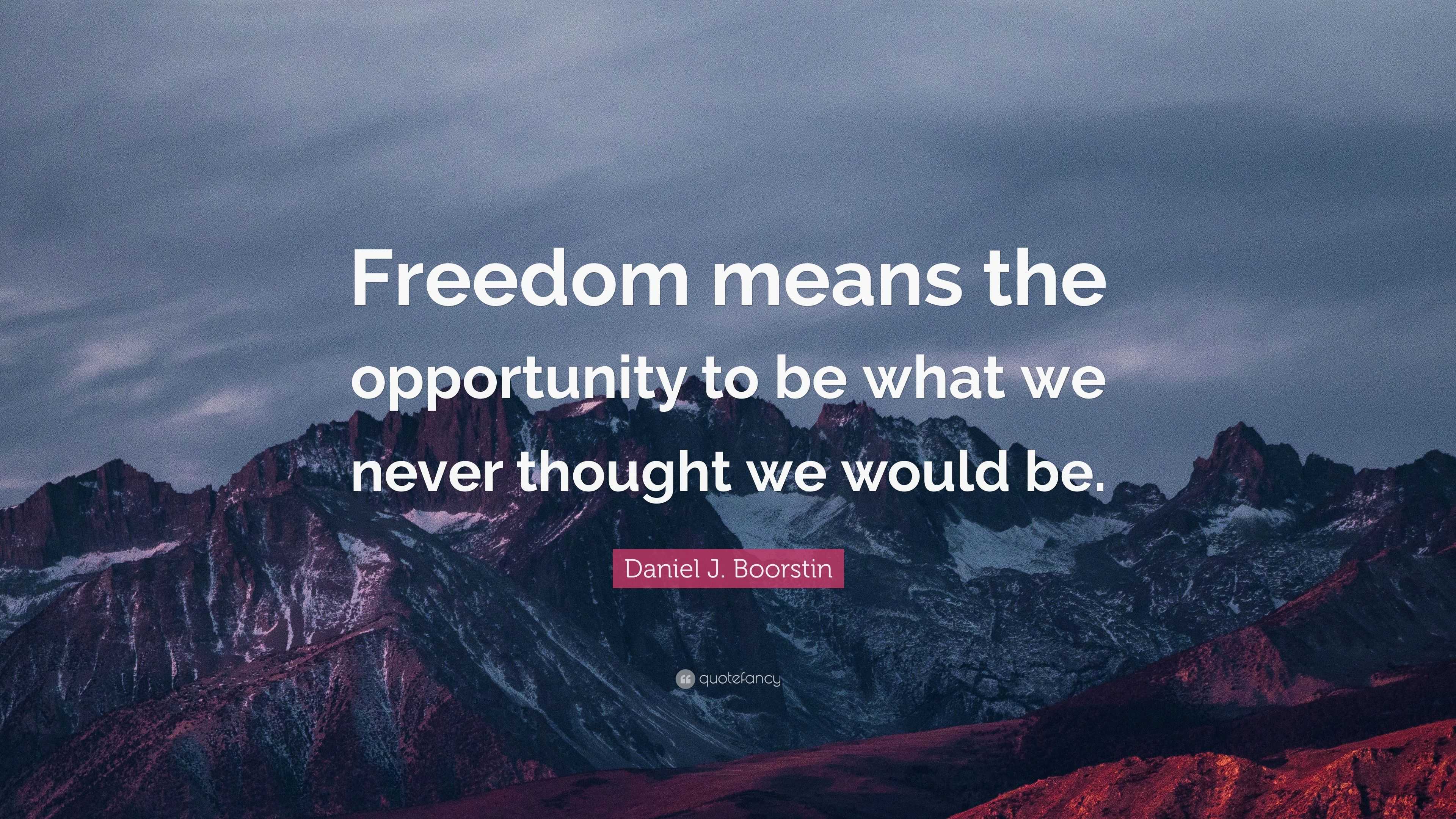 Daniel J. Boorstin Quote: “Freedom means the opportunity to be what we ...