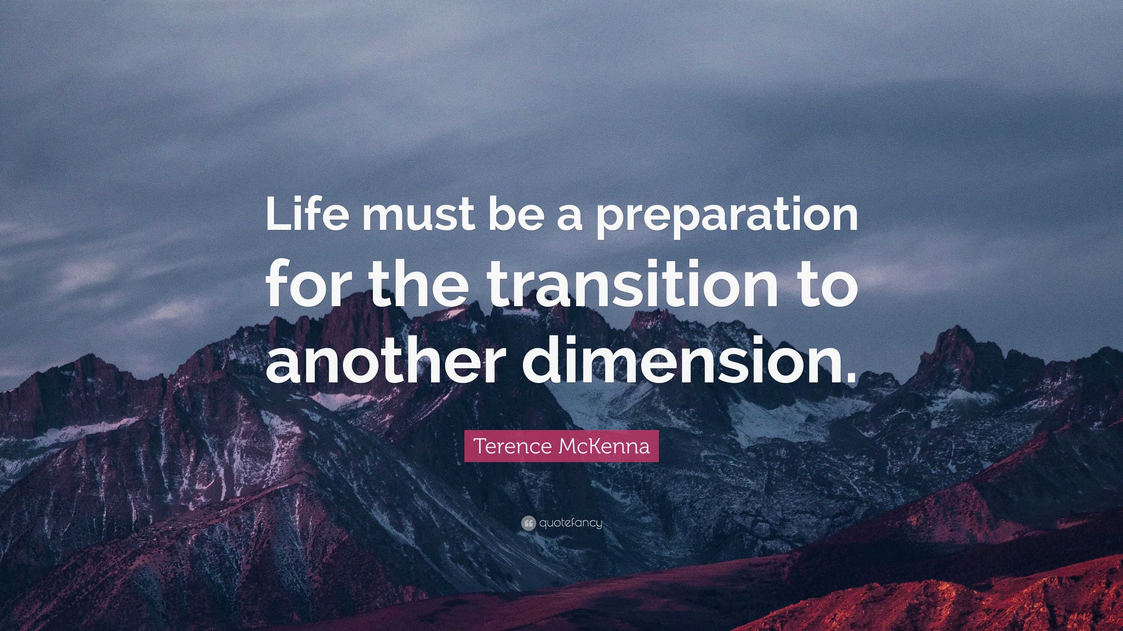 Terence McKenna Quote “Life must be a preparation for the transition